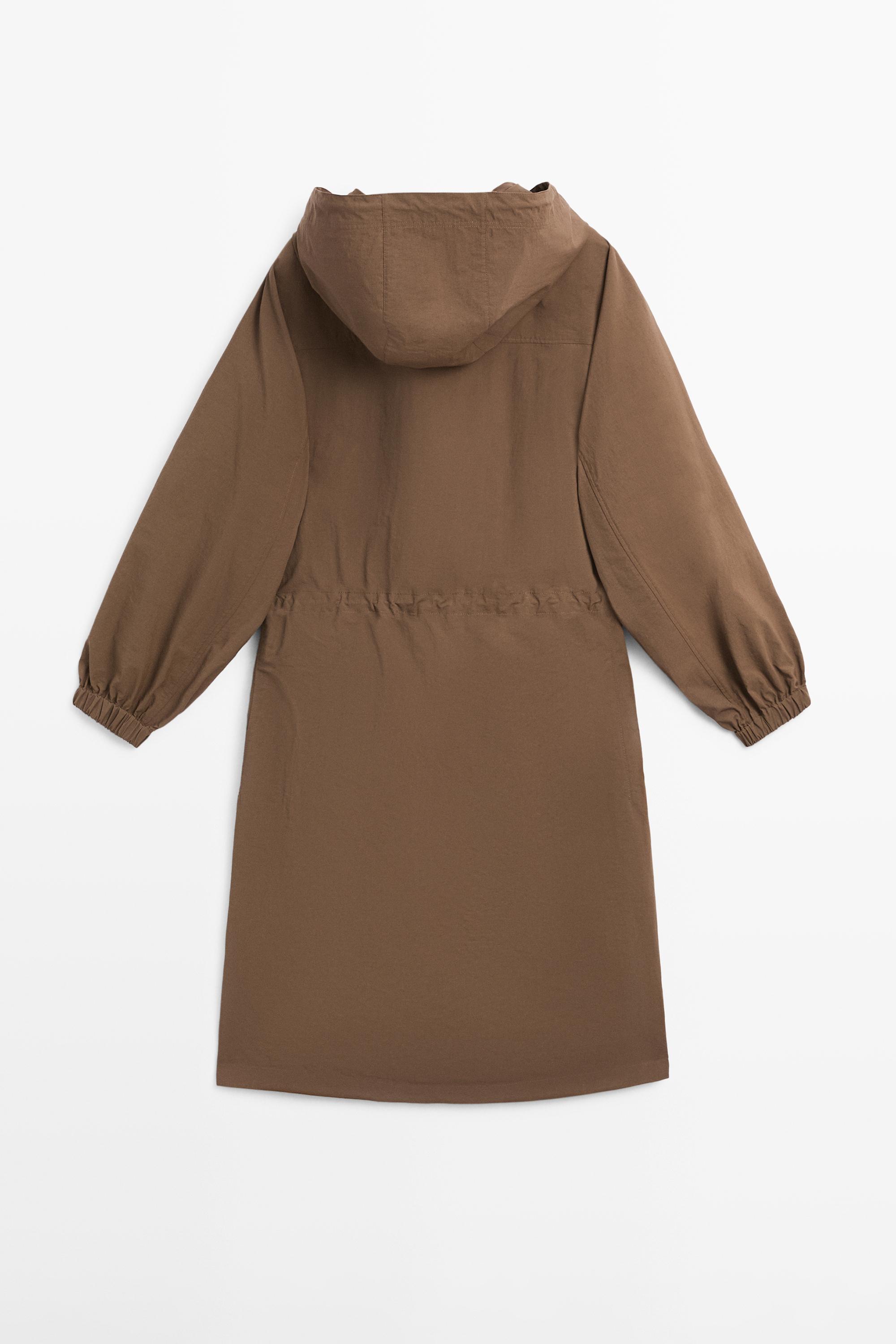 Long technical fabric parka — BROWN