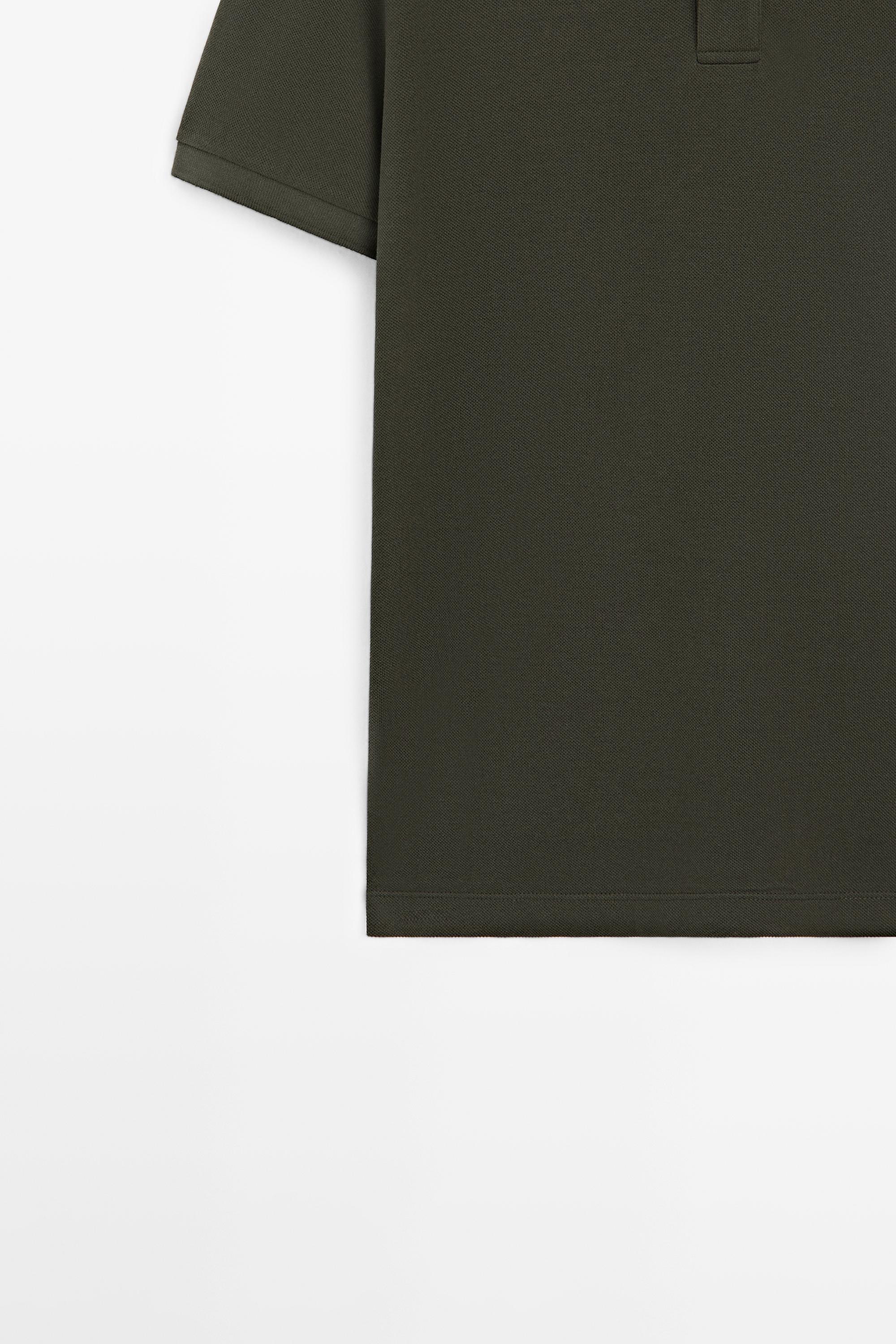 Micro-textured cotton piqué polo shirt — MOSS GREEN