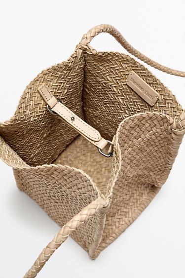 Nappa leather woven bucket bag — CREAM 4