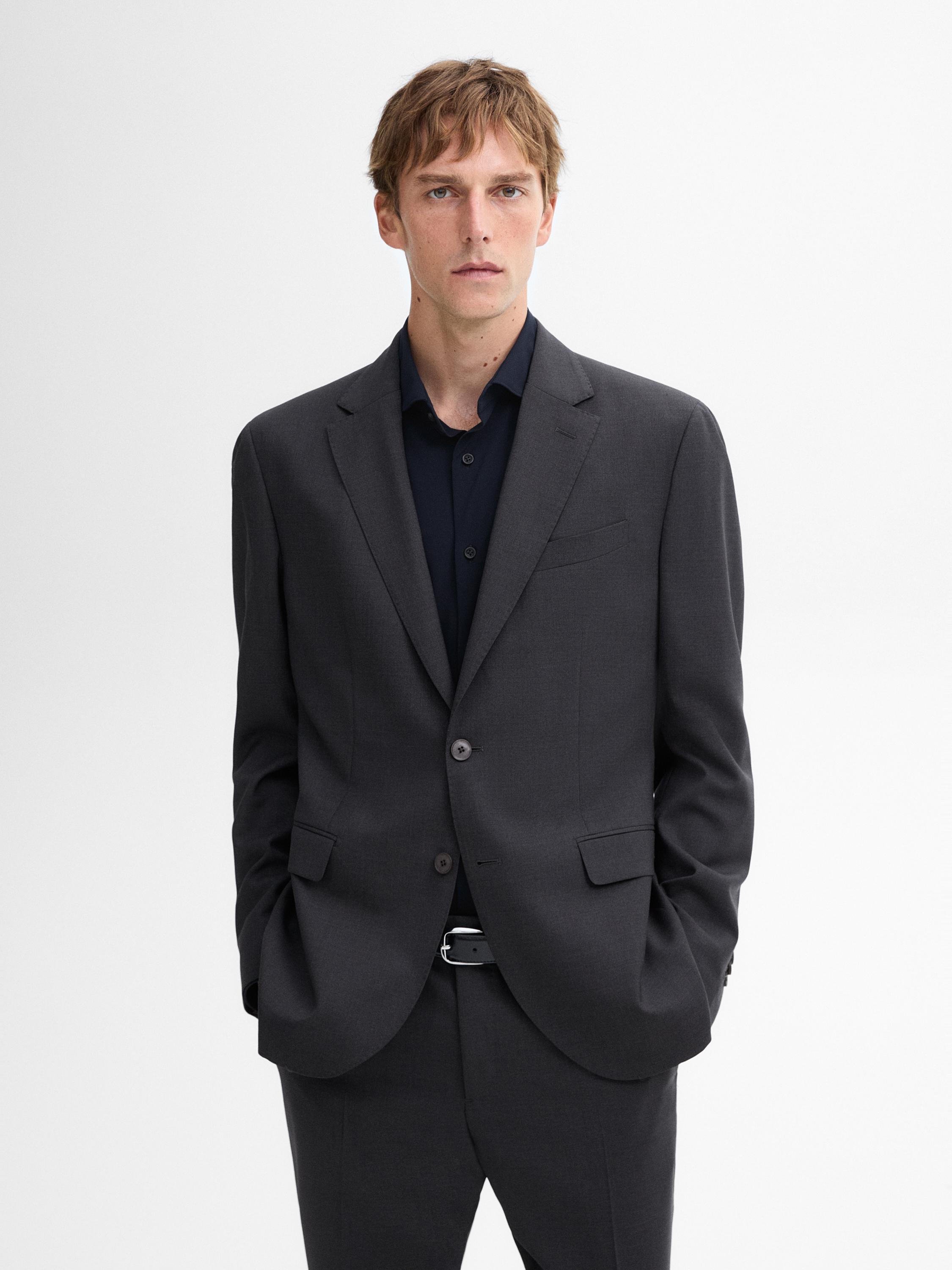 Grey bi-stretch wool suit blazer · Grey · Dressy | Massimo Dutti