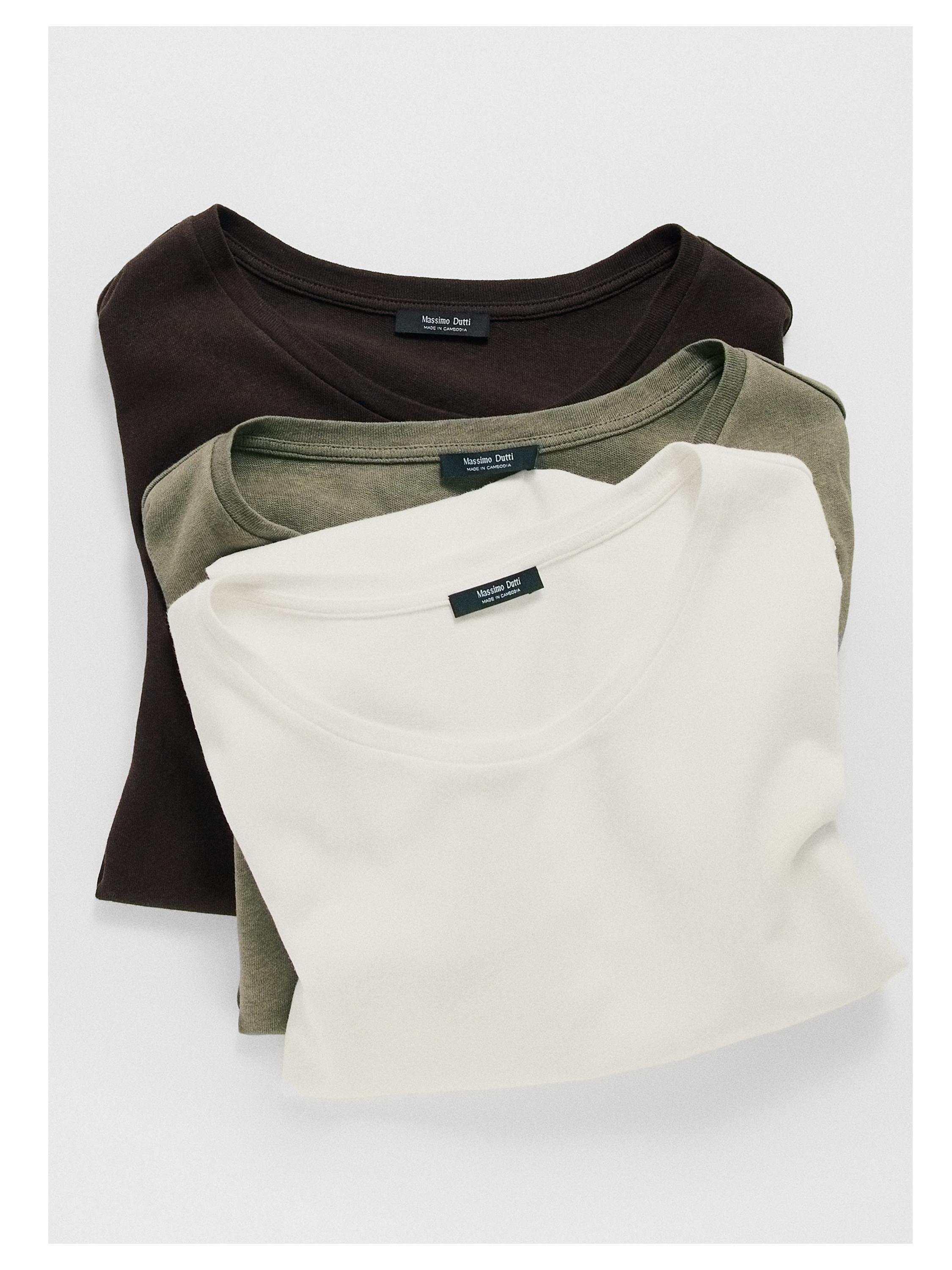 Short sleeve linen and cotton T-shirt — Off white