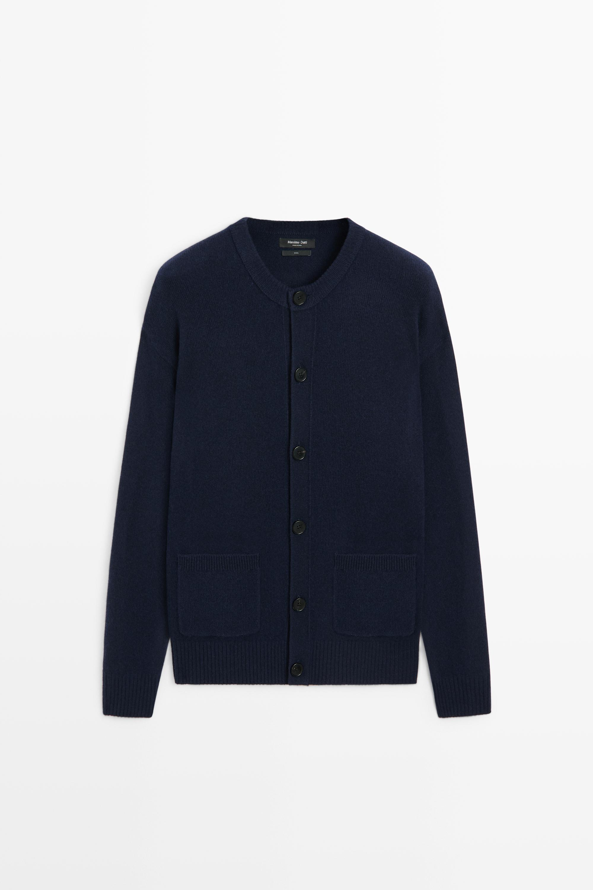 100% wool knit cardigan with pockets