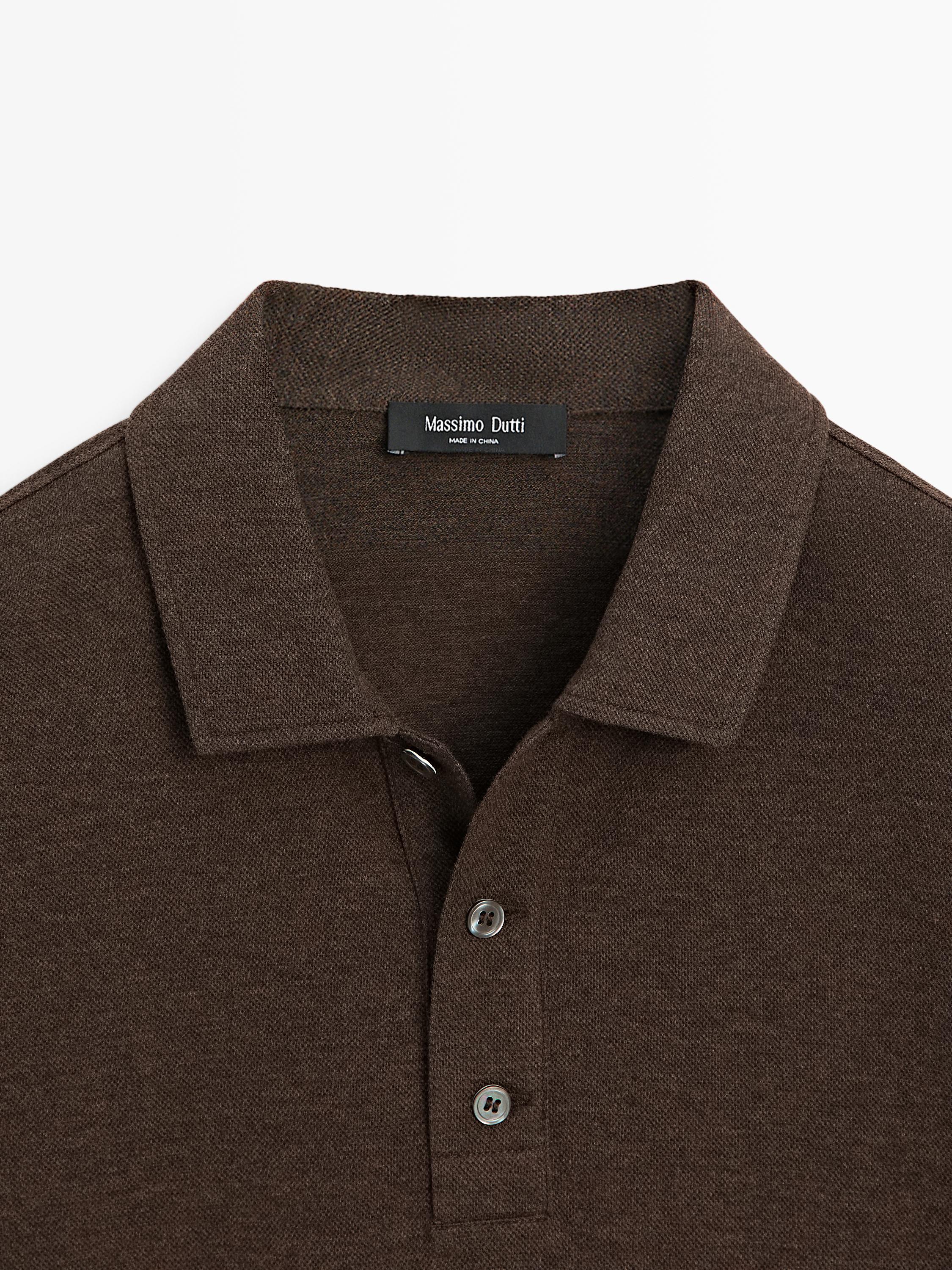 Short sleeve cotton polo shirt — Chocolate