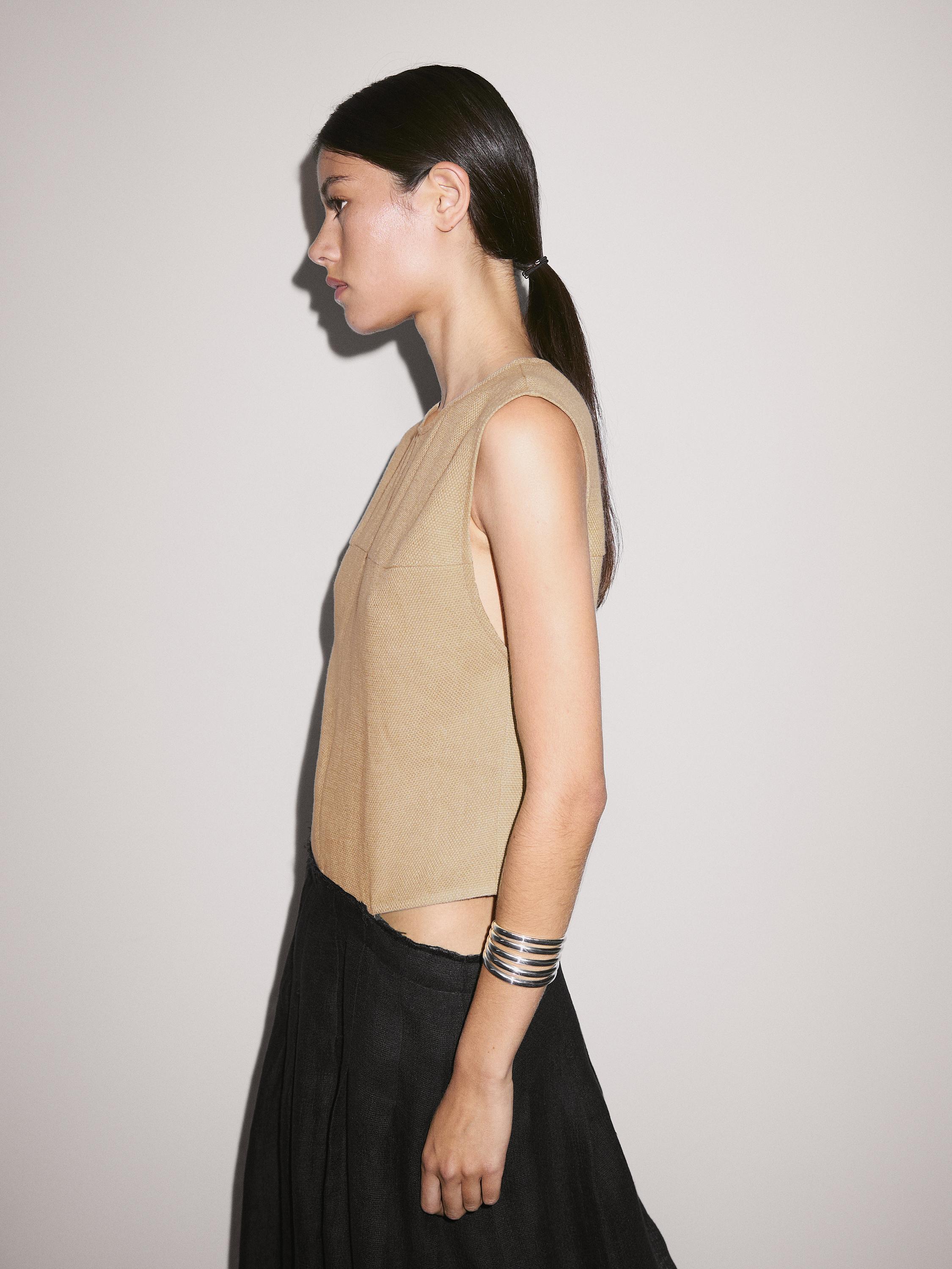 Robe longue bi-matière fendue sur les côtés