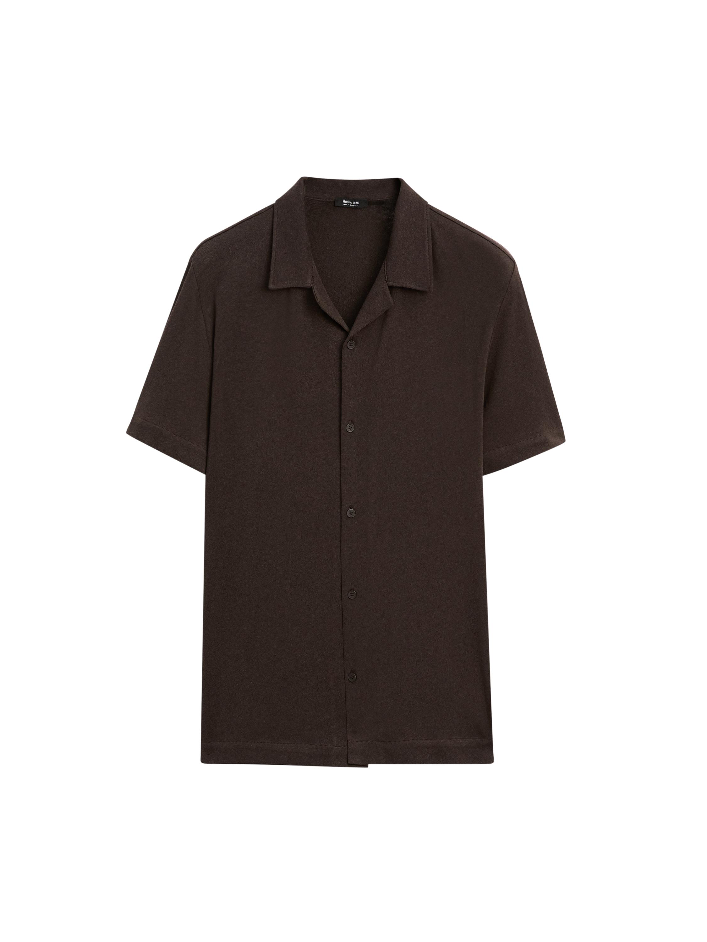 ★Massimo Dutti★ Linen blend short sleeve polo shirt Linen blend short sleeve shirt · Brown, Black · Polo Shirts