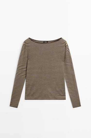 Striped wool-blend knit sweater — Washed 2