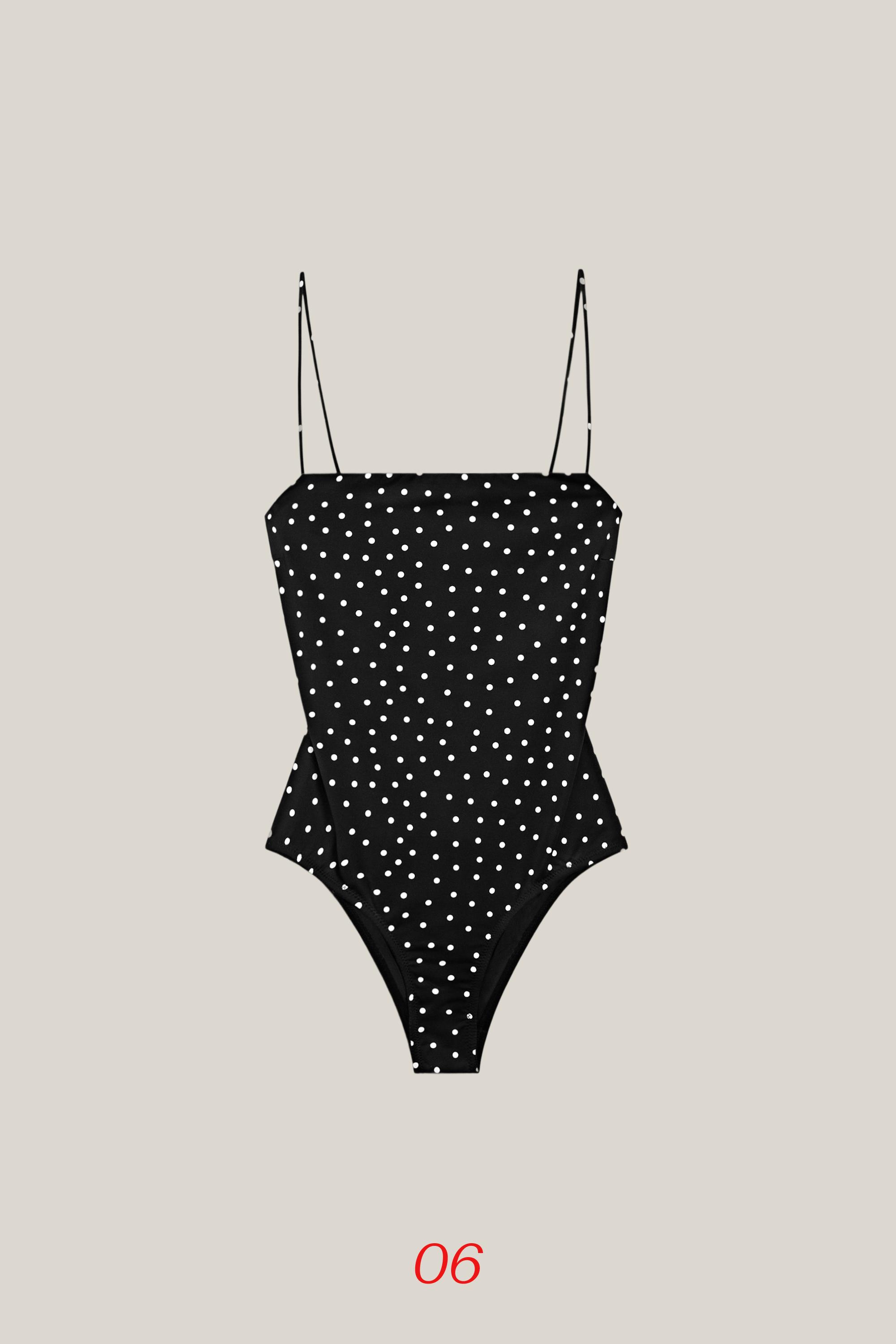 Polka dot print swimsuit — BLACK