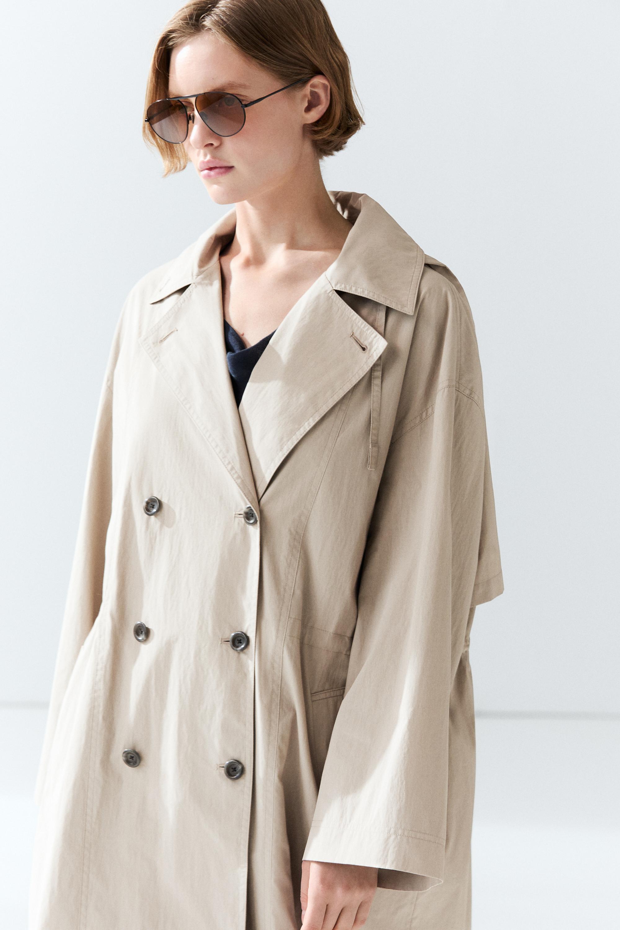 Cotton blend technical trench coat — Pearl grey