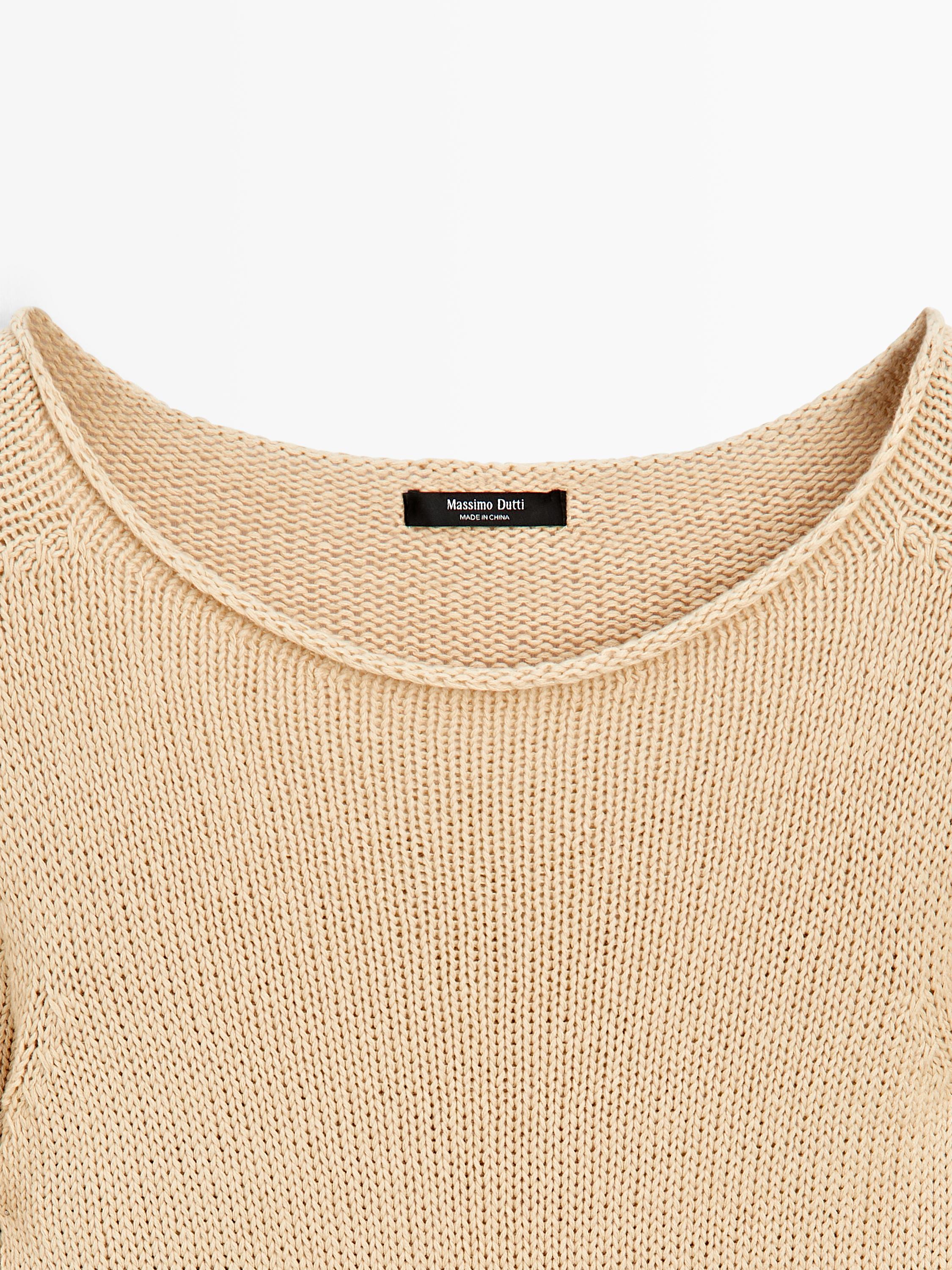 Cotton blend knit sweater — CORN YELLOW