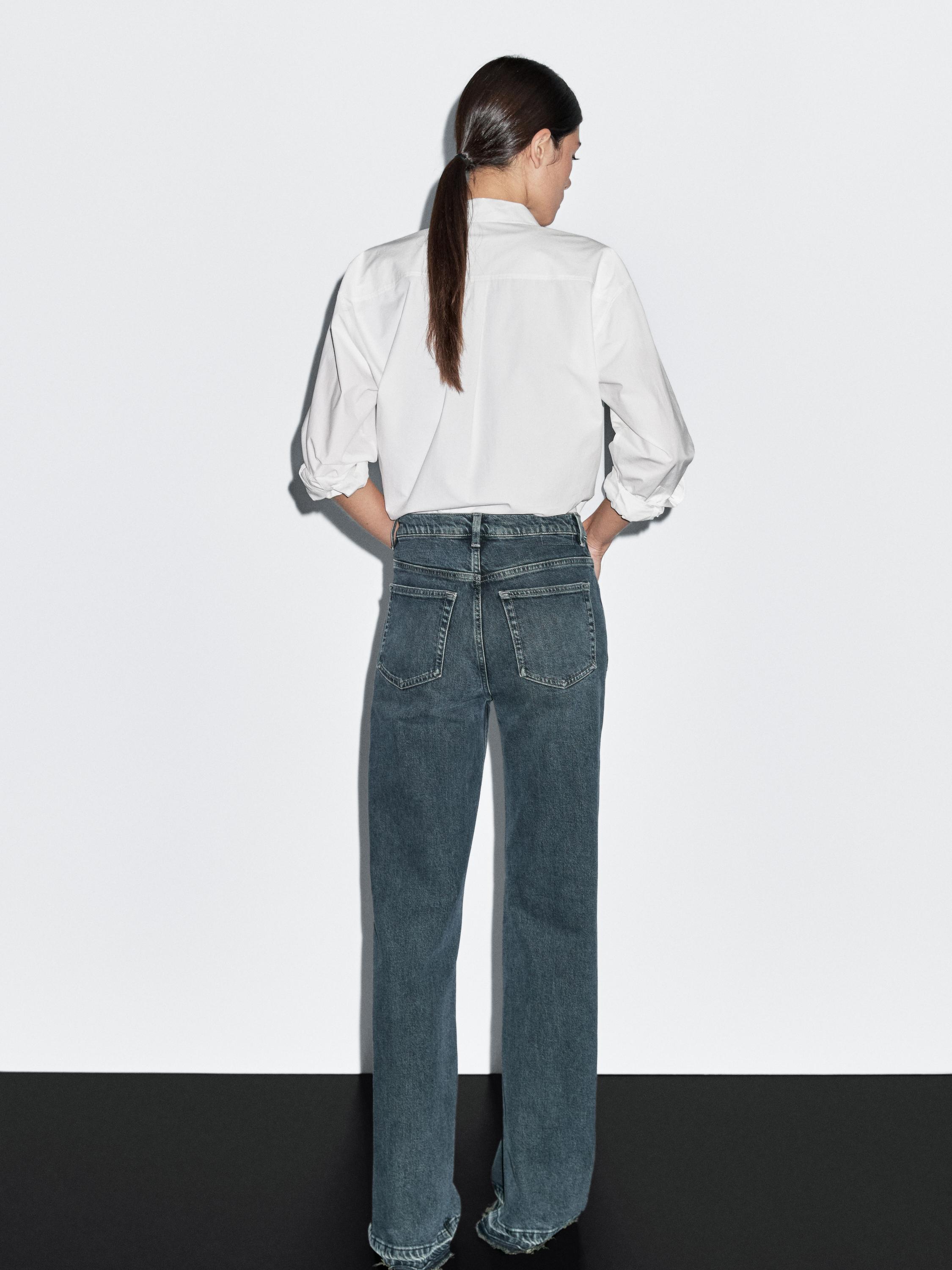 Jeans-Schlaghose mit halbhohem Bund