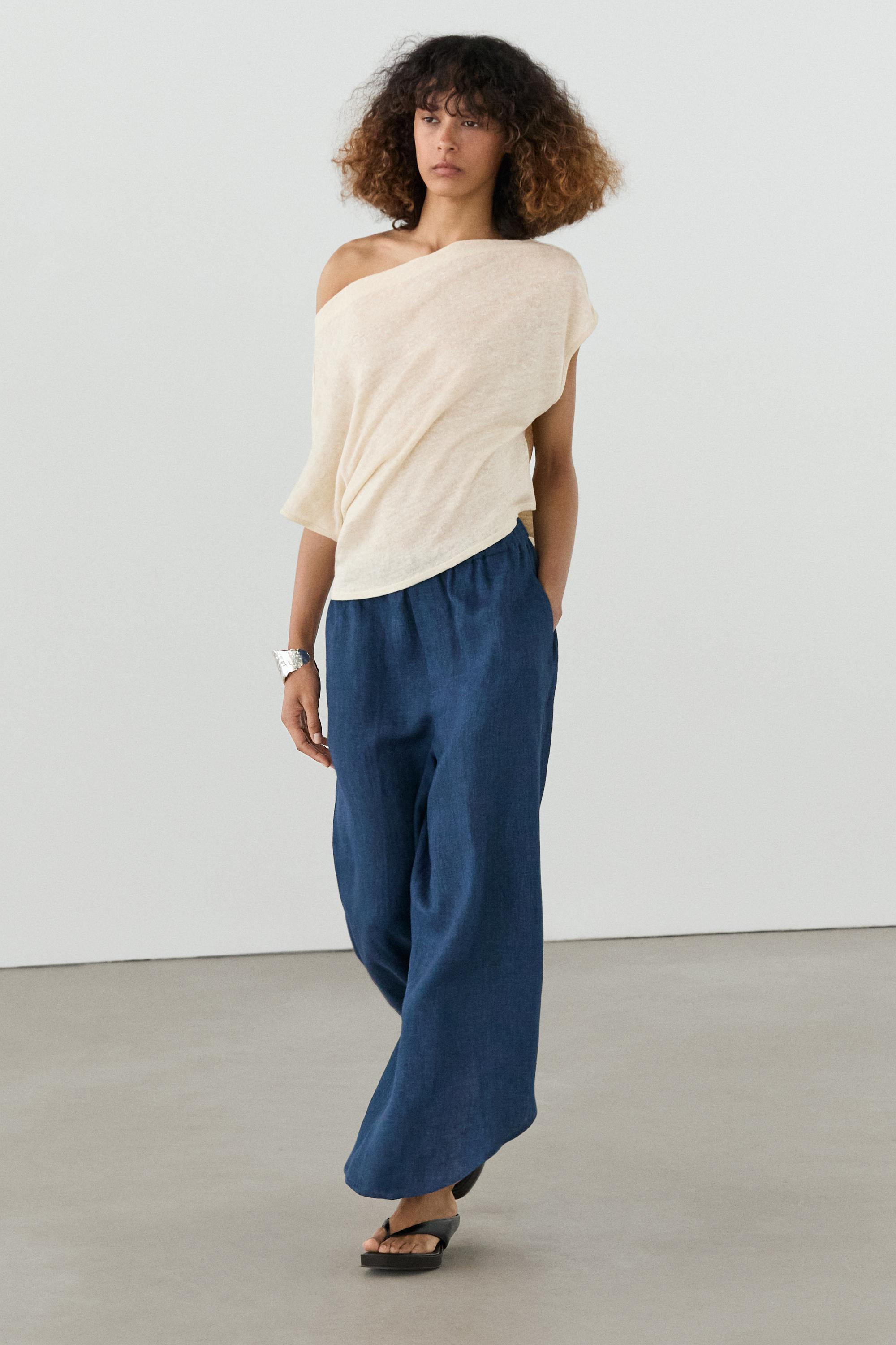 Total look linen trousers — BLUE