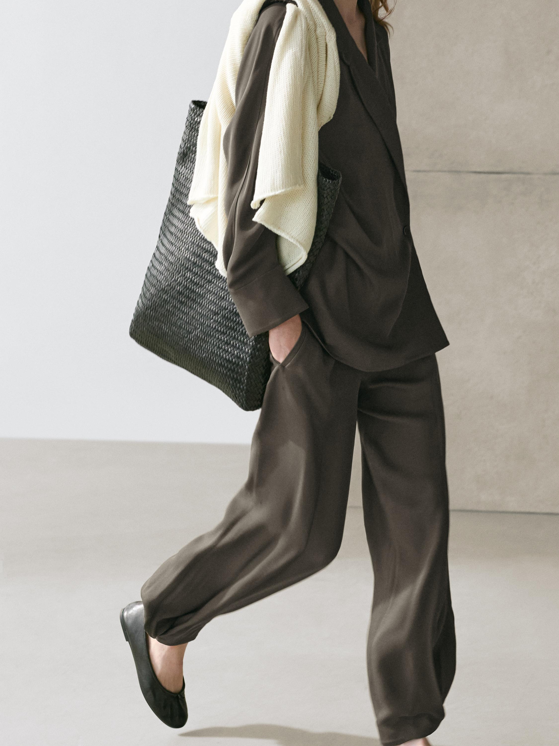 Flowing double-breasted overshirt — Greyish green
