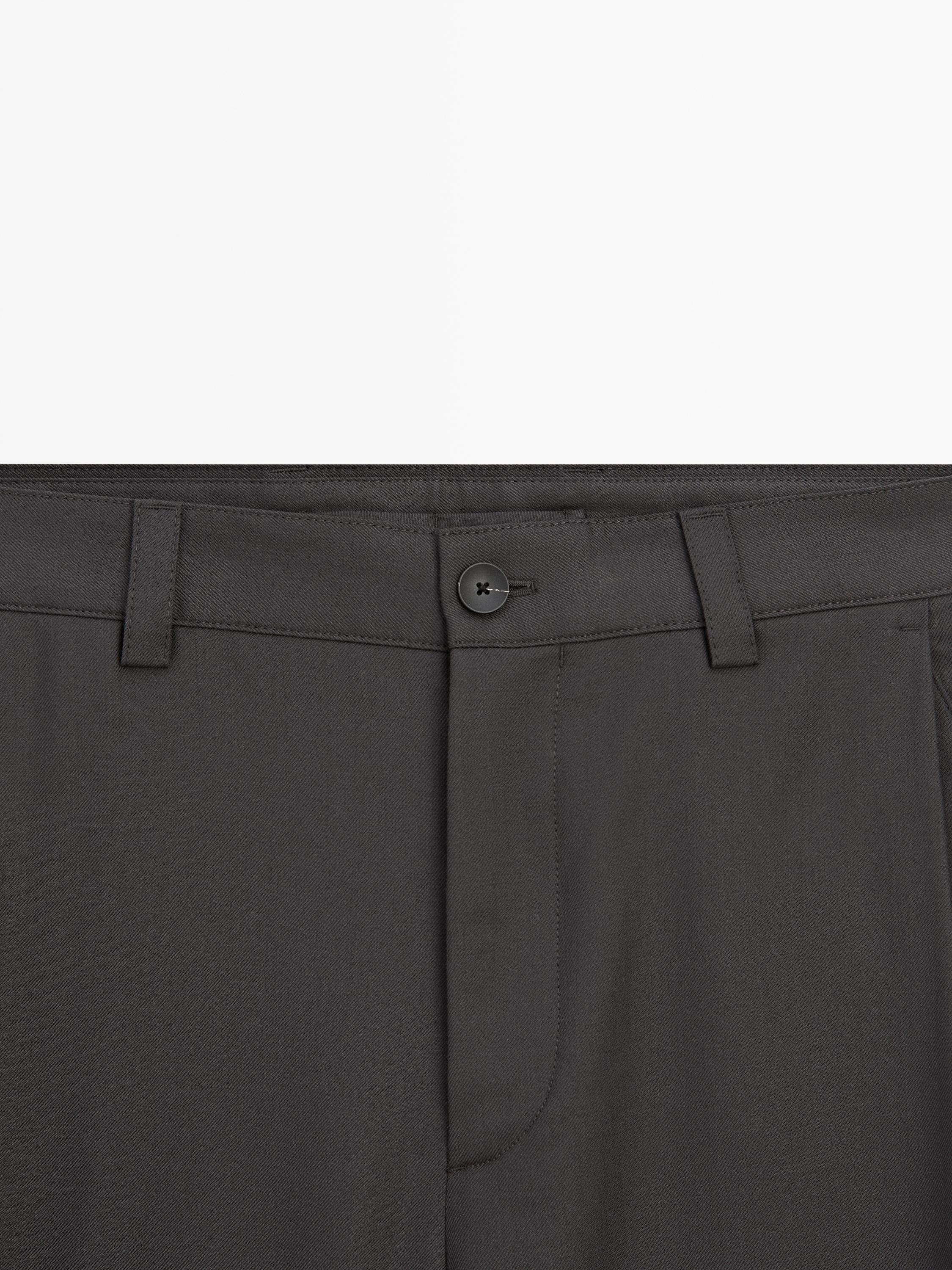 Relaxed fit wool blend trousers — STEEL