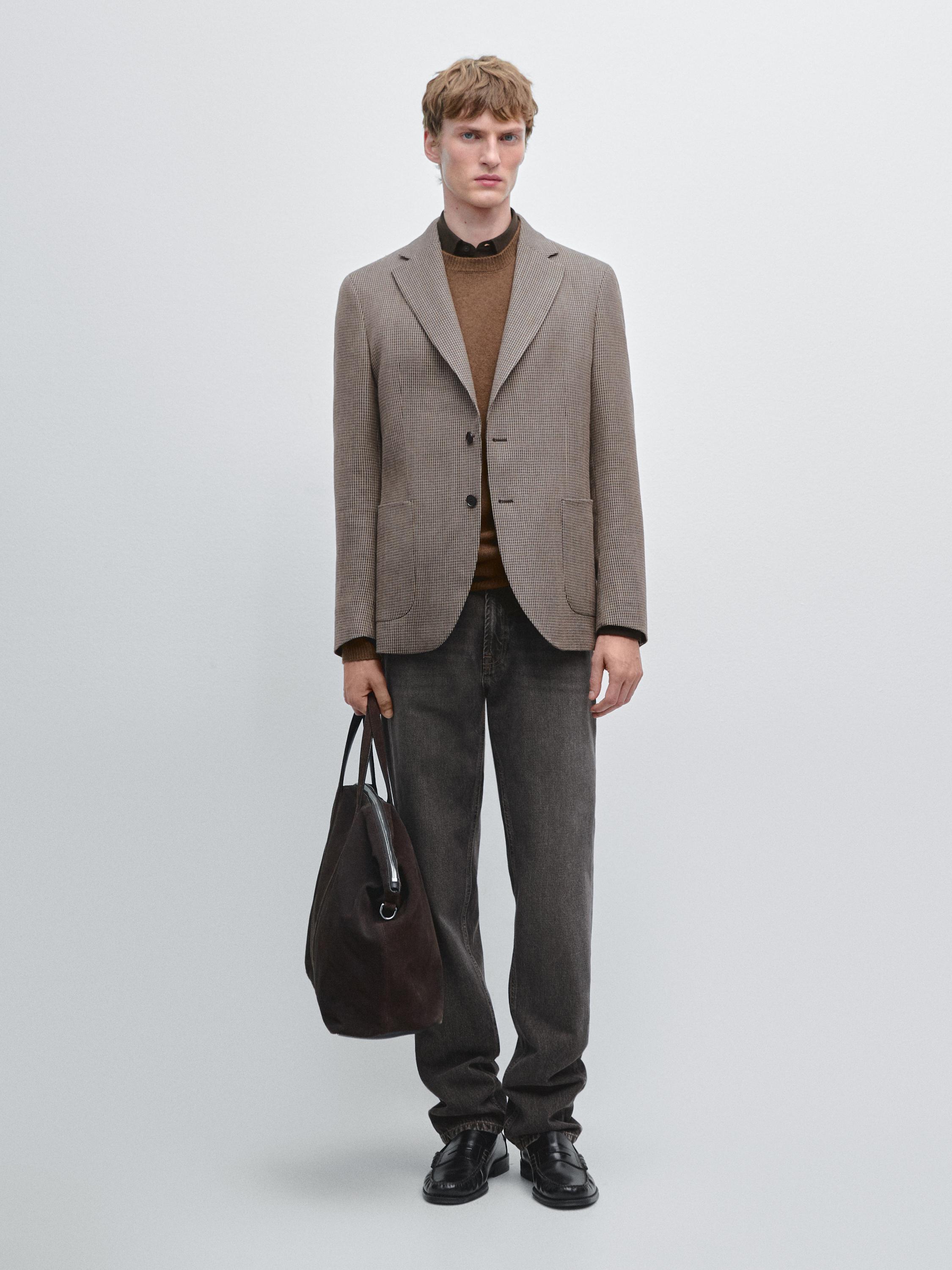 Блейзер из смесовой шерсти с узором «гусиная лапка»