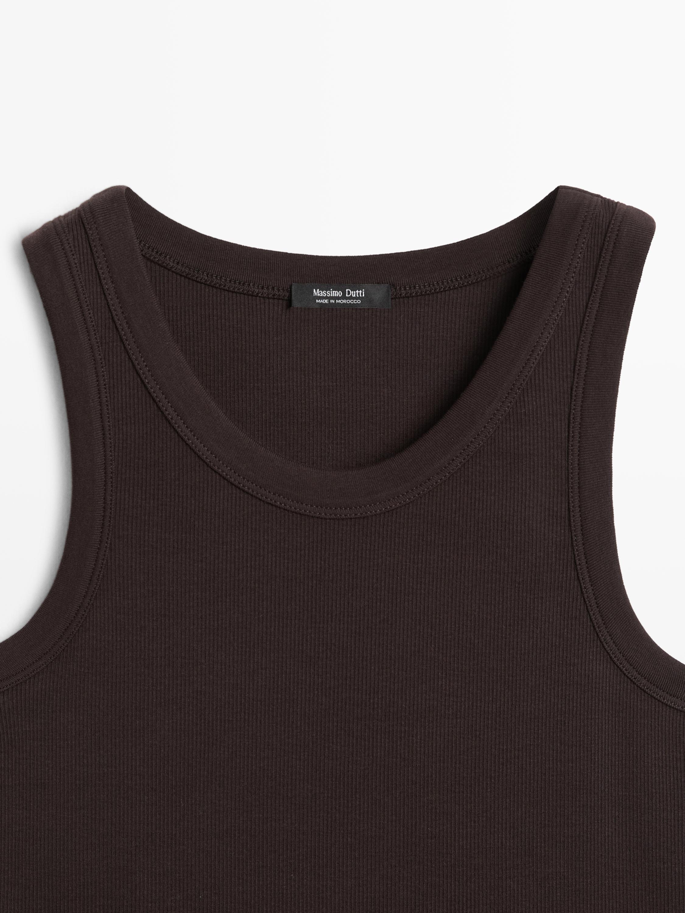 Cotton blend halter top — BROWN
