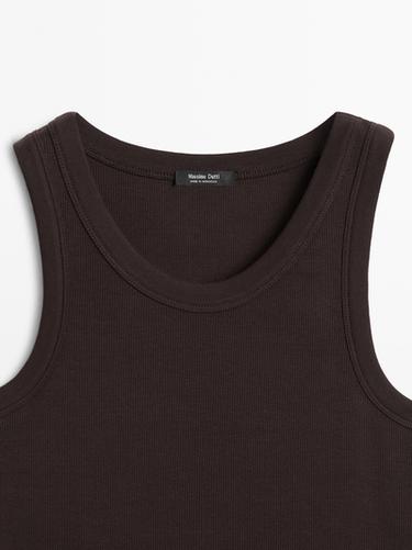 Cotton blend halter top — BROWN 7