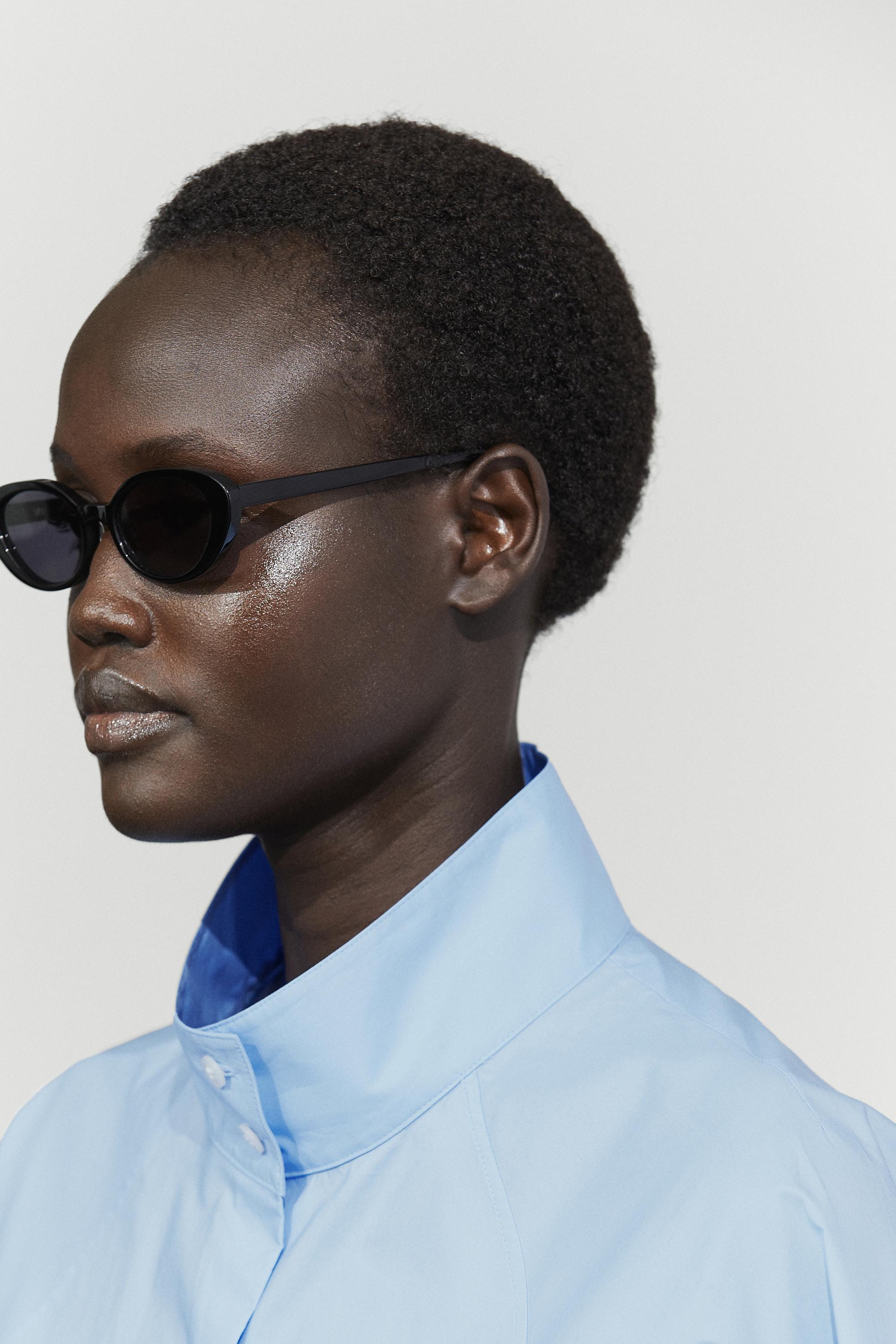 Poplin shirt with collar detail — SKY BLUE