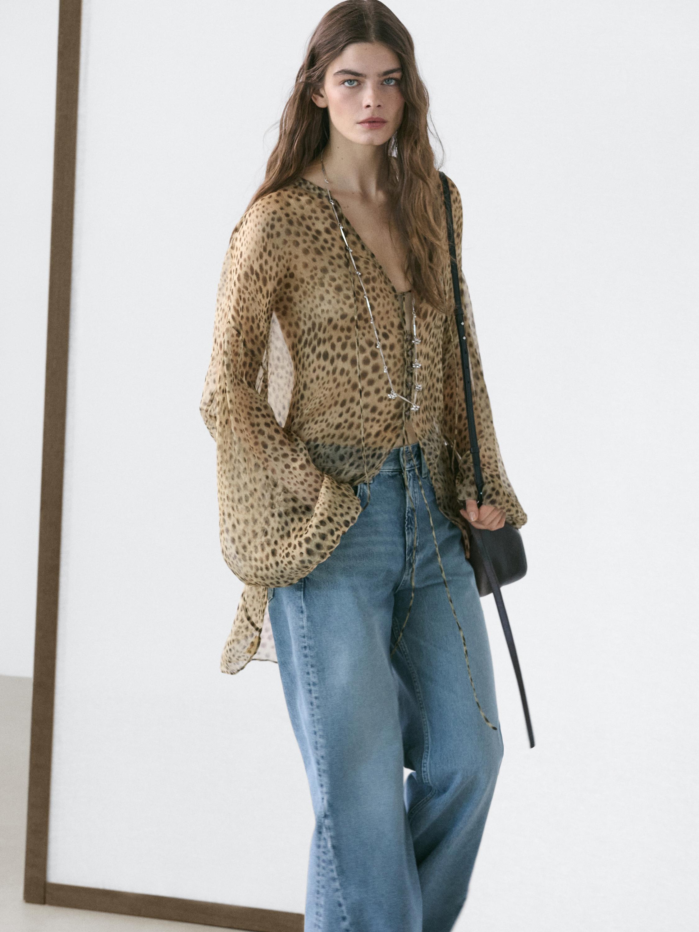 Flowing animal print blouse