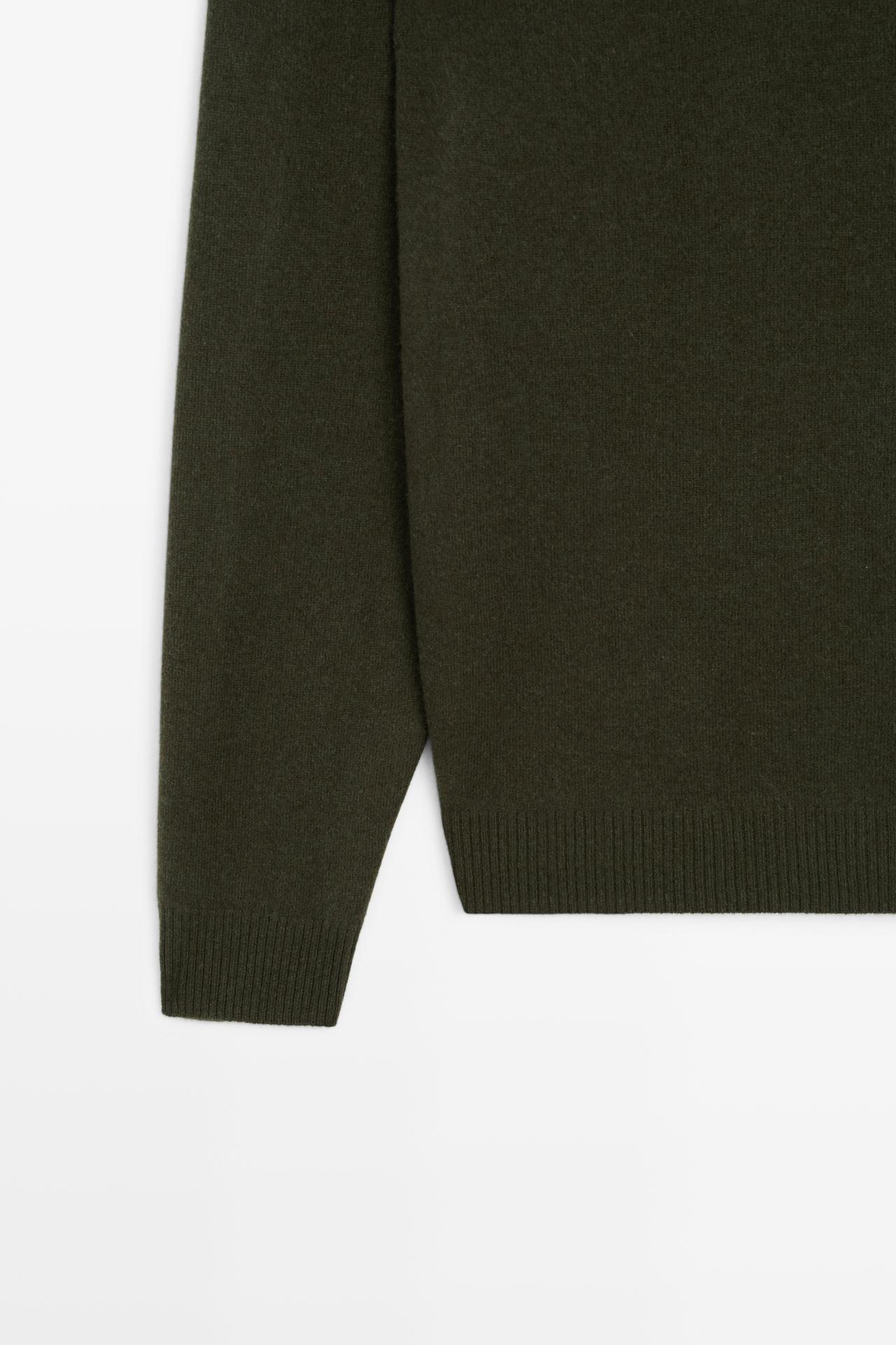 Wool blend round neck knit sweater — GREEN