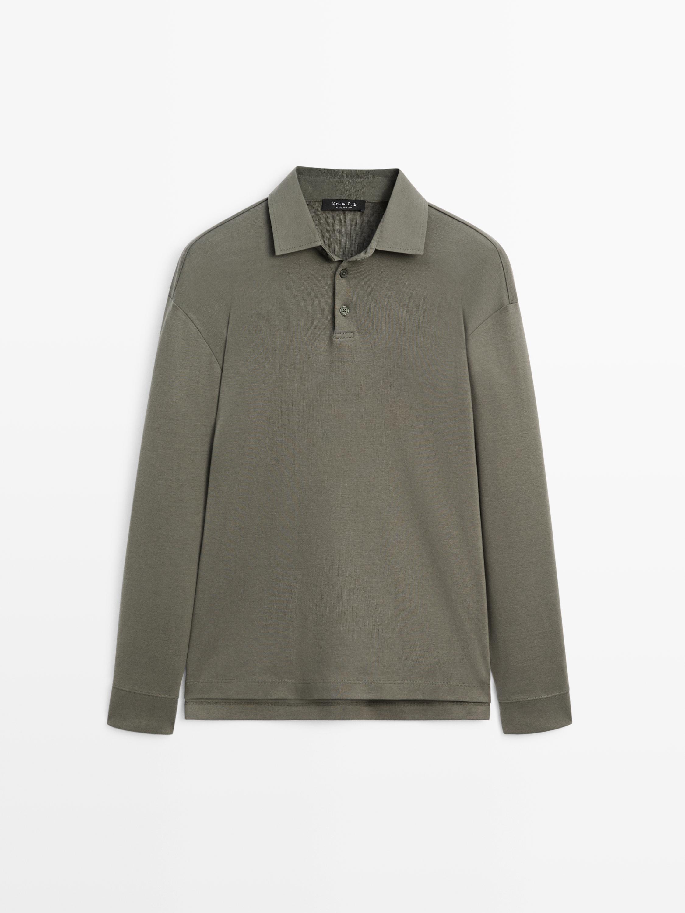 Langarm-Poloshirt mit abgesetztem Kragen