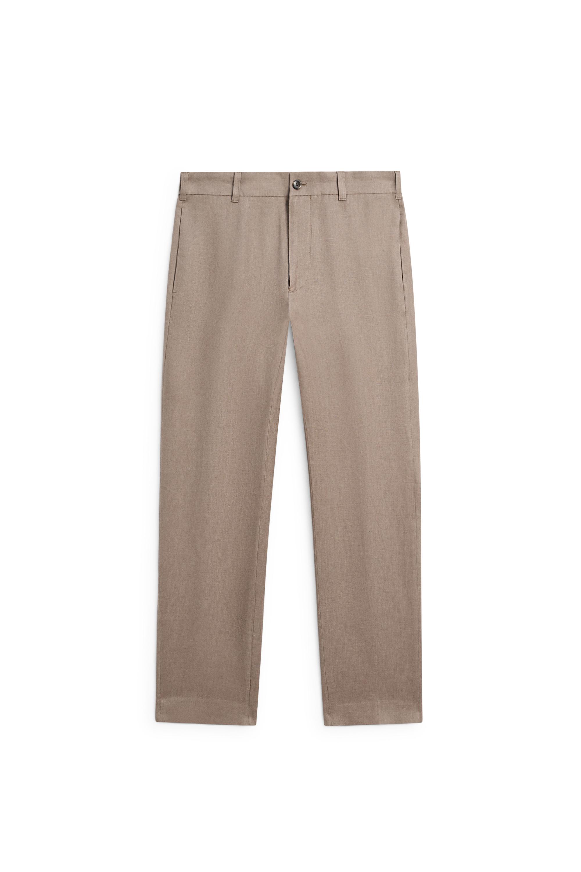 Tapered fit linen pants — MINK