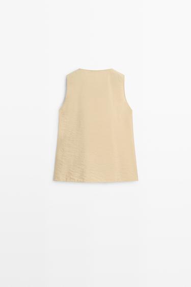 Flowy draped detail top — BEIGE 6