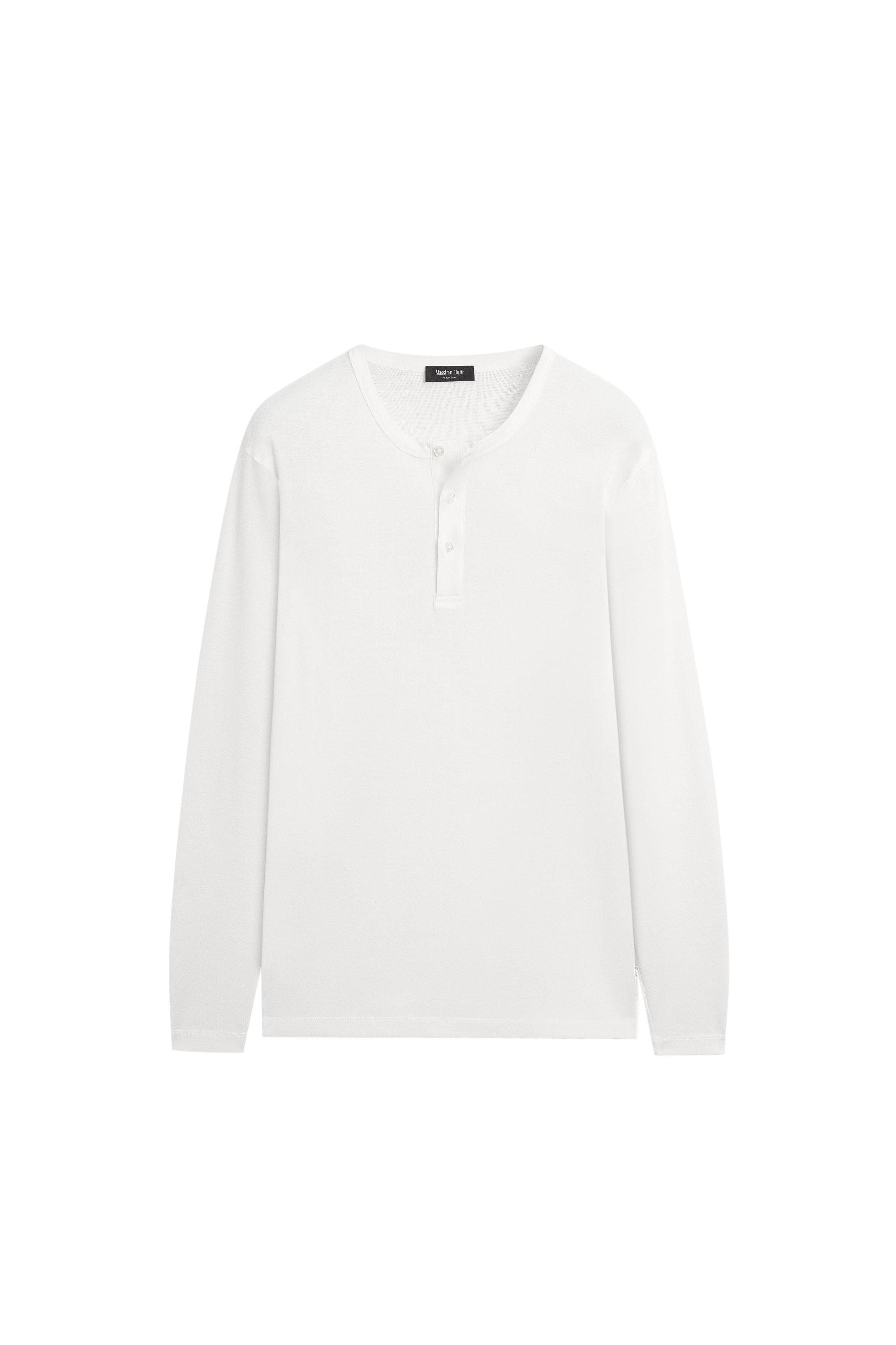 Massimo Dutti %100 pamuklu uzun kollu düğmeli yaka t-shirt görsel 7