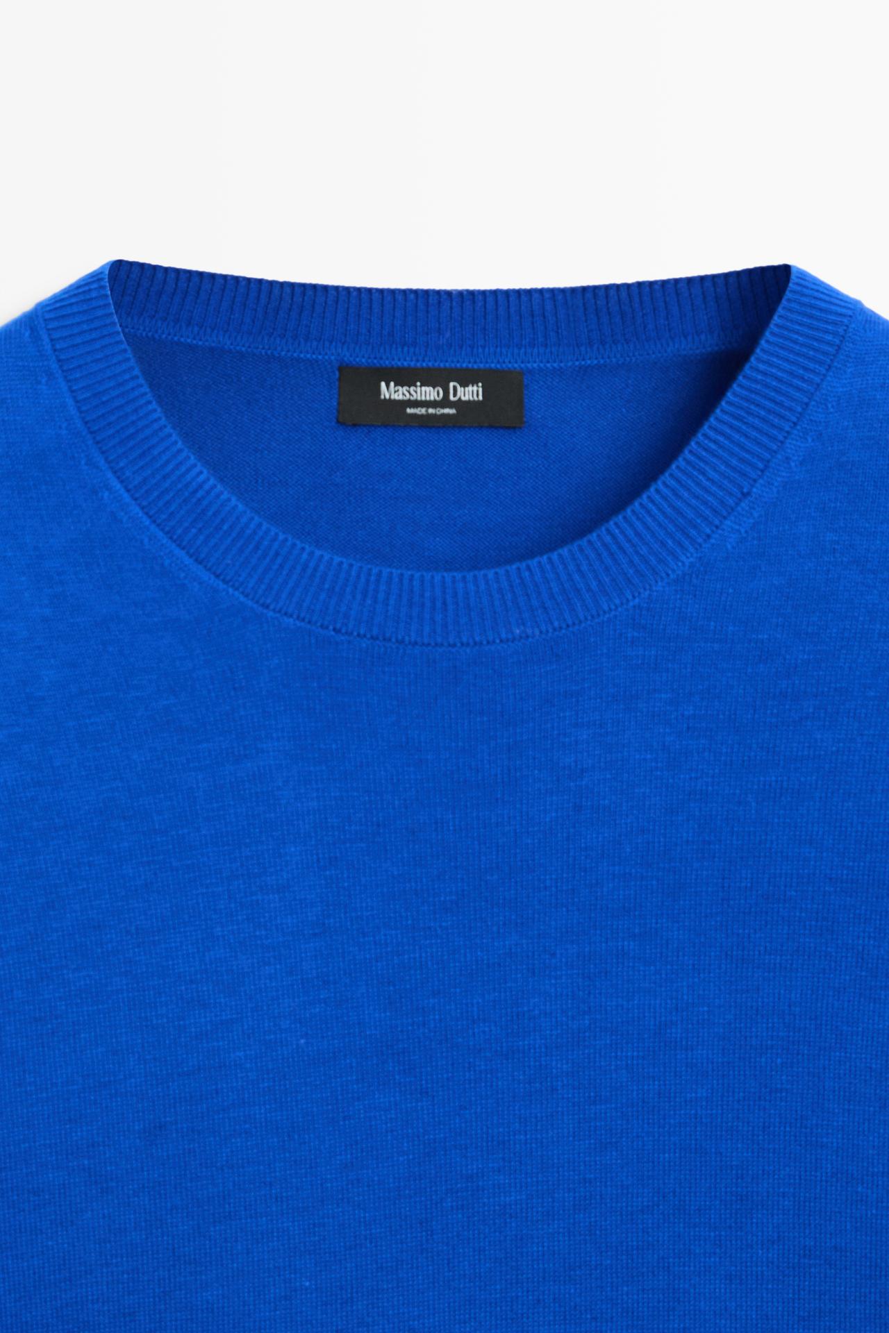 Cotton blend knit sweater — Blue