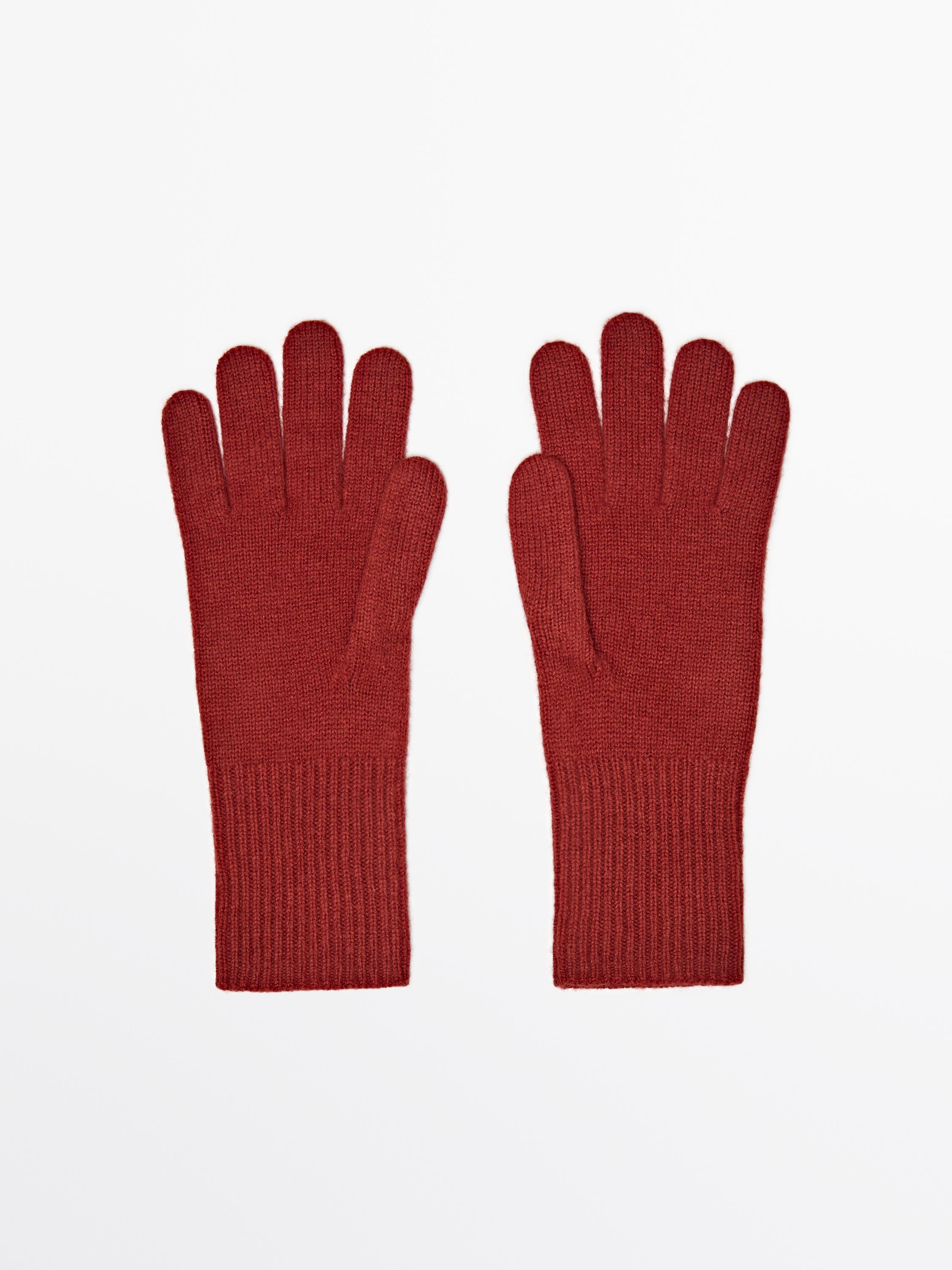 Wool blend knit gloves