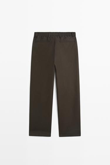 100% cotton pants with elasticated waistband — BROWN 6