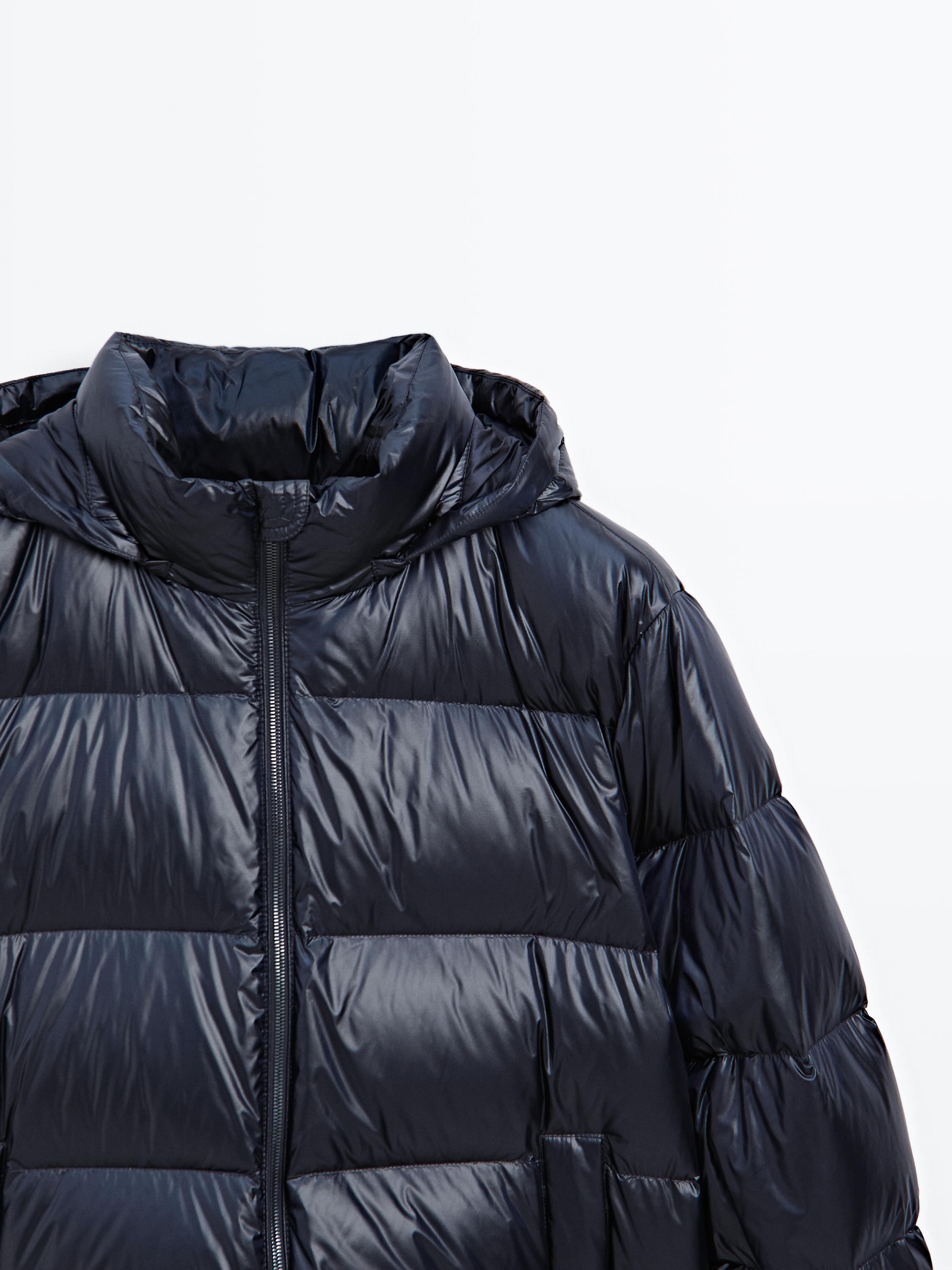Water-repellent satin puffer jacket