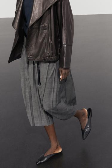 Pleated wool-blend midi skirt — GREY 8