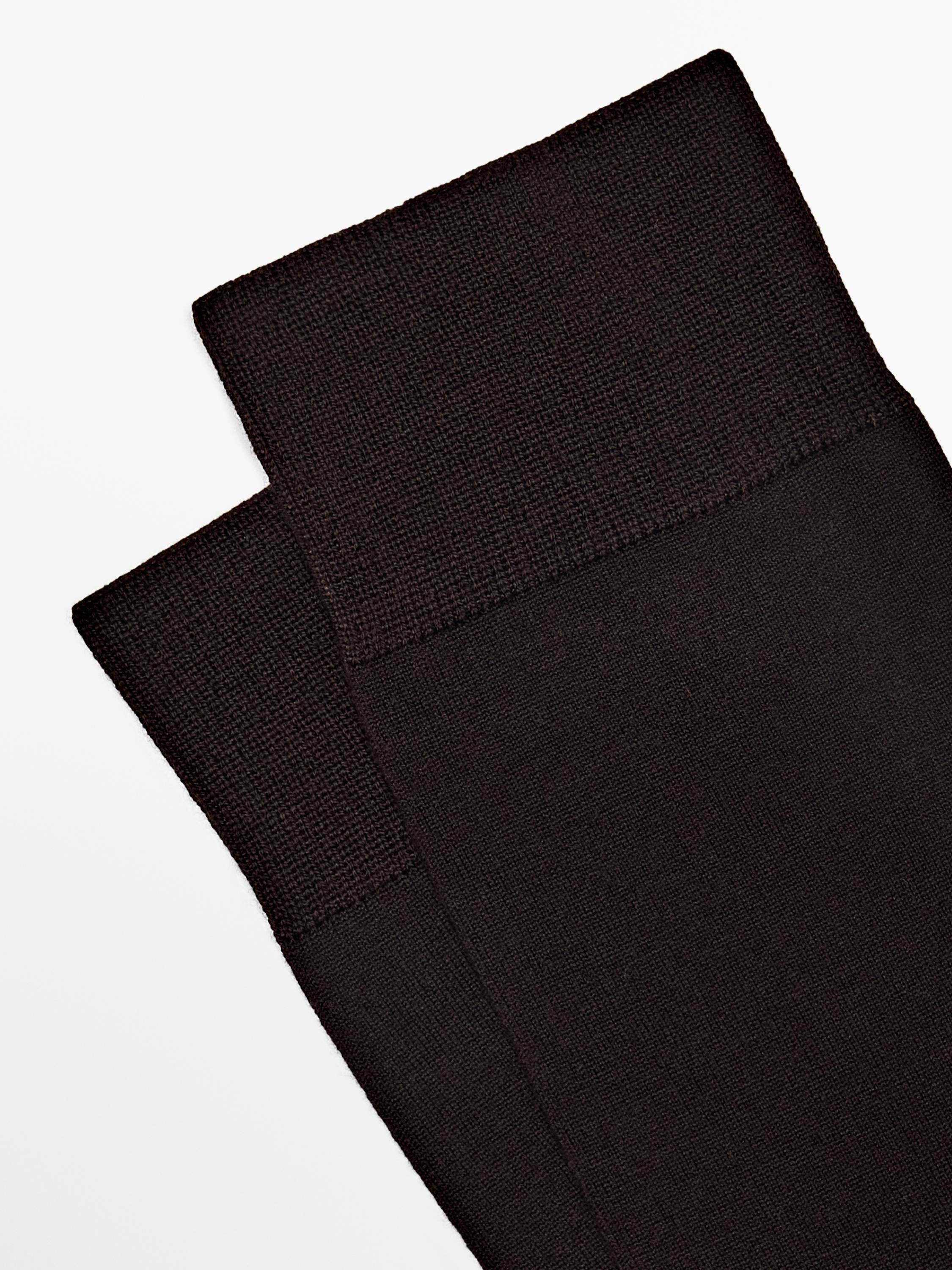 Plain wool blend knit socks