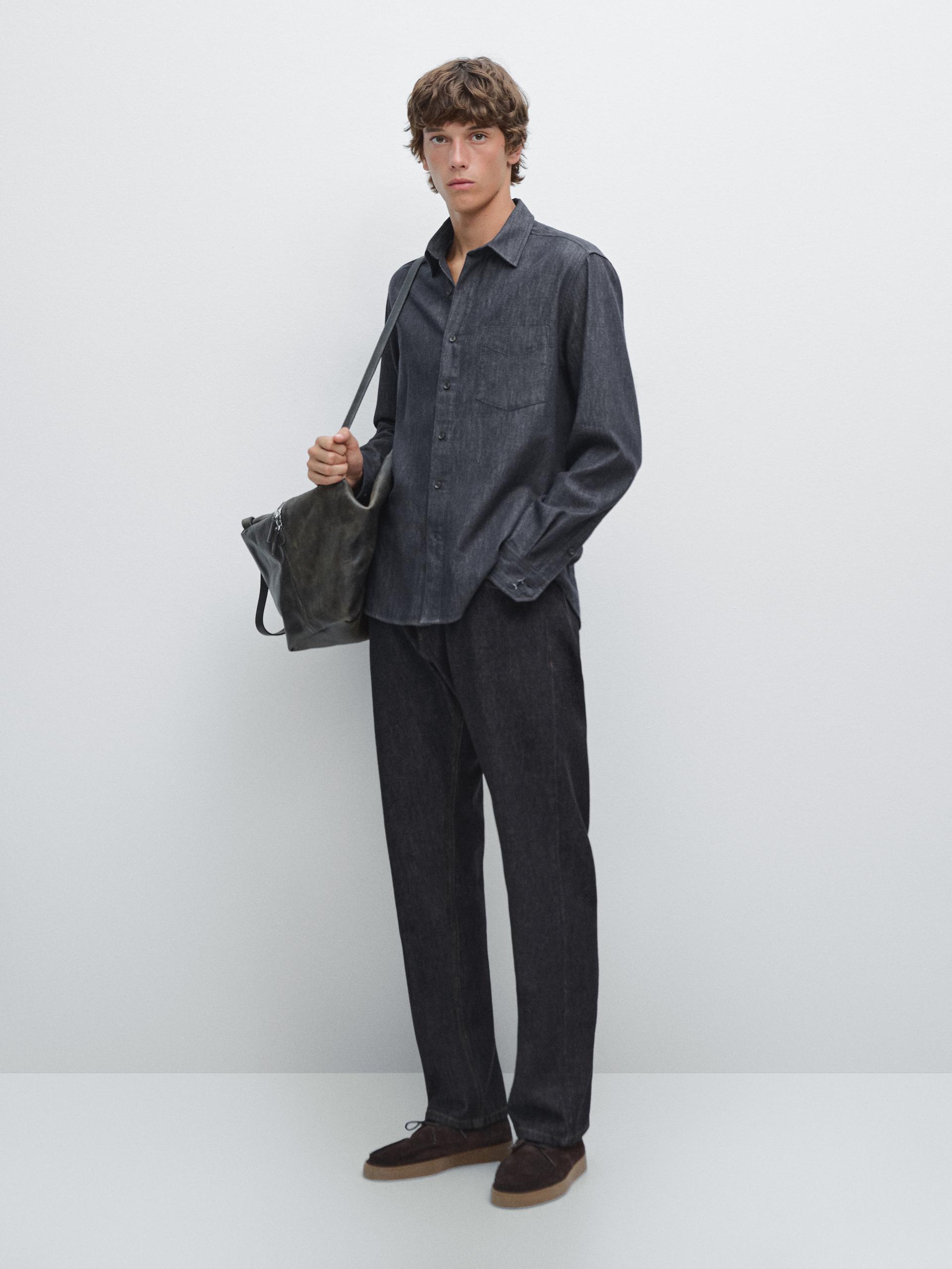 Chemise Denim Heavy Weight - Bleu - M - Massimo Dutti - Homme
