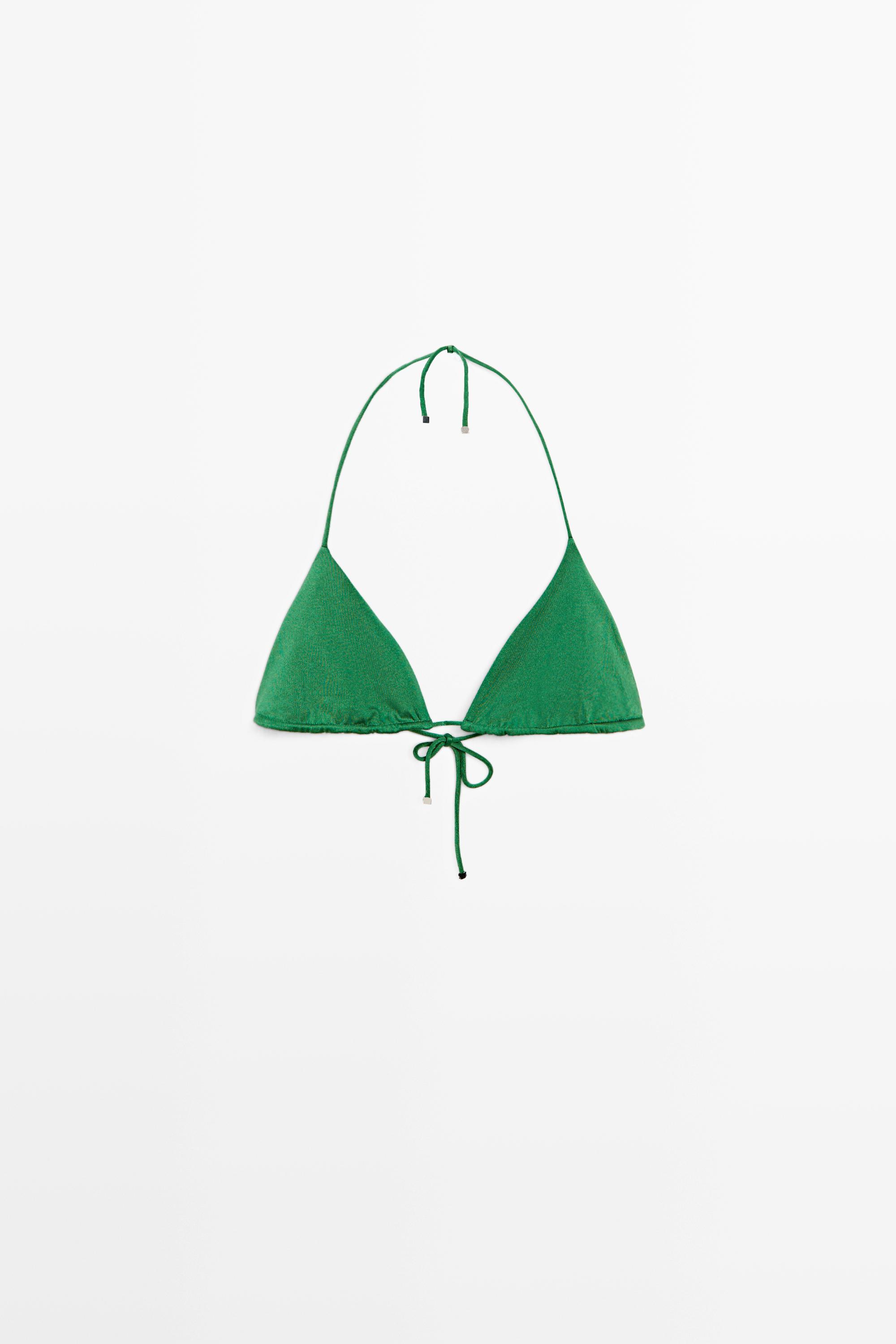 Shiny triangle bikini top — GREEN