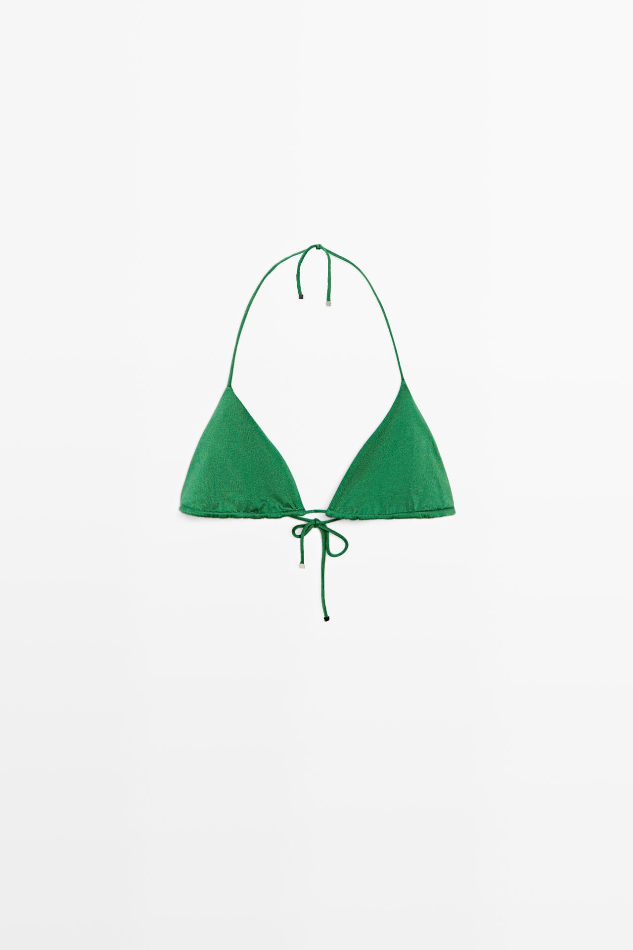 Shiny triangle bikini top — GREEN