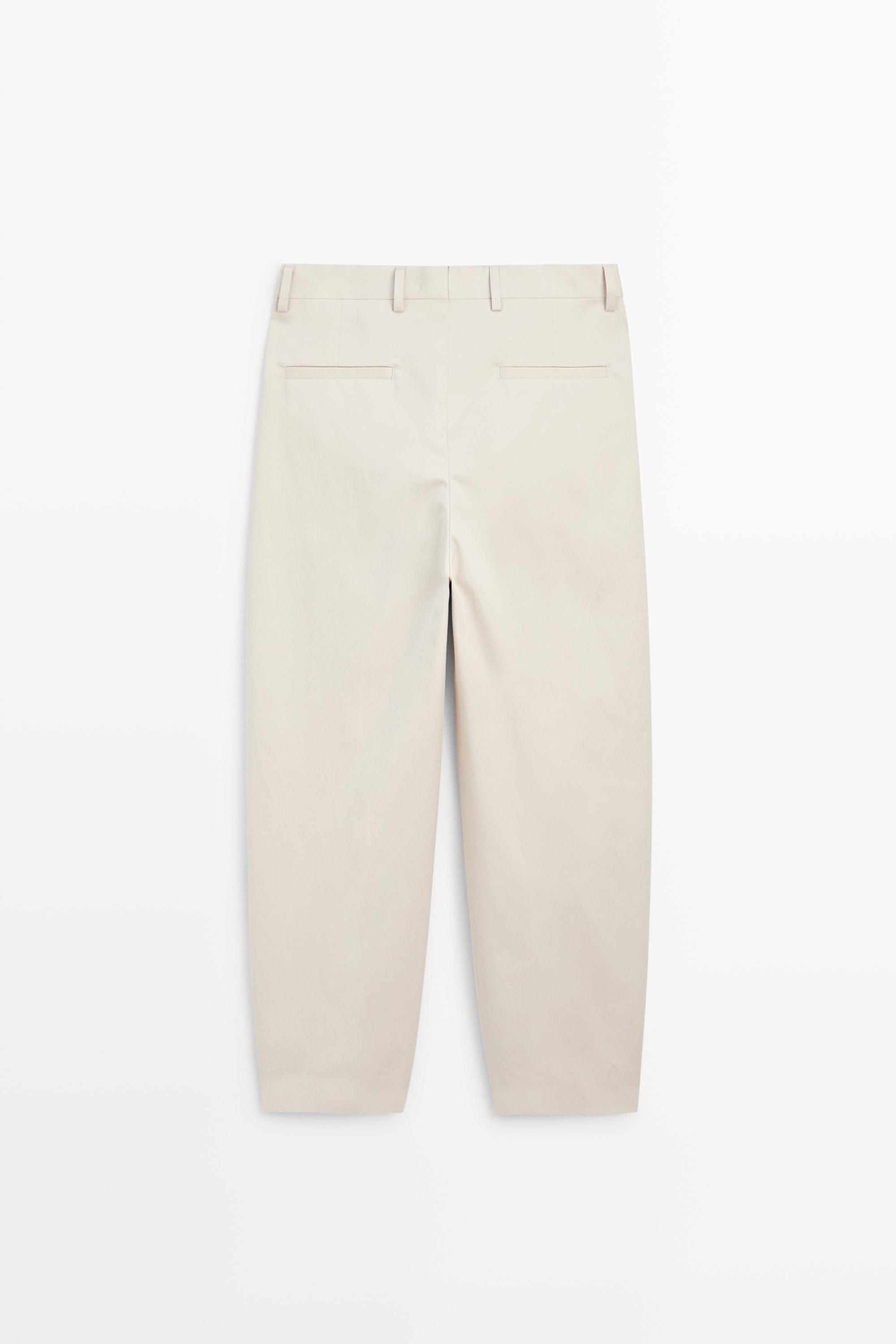100% cotton darted pants — BEIGE