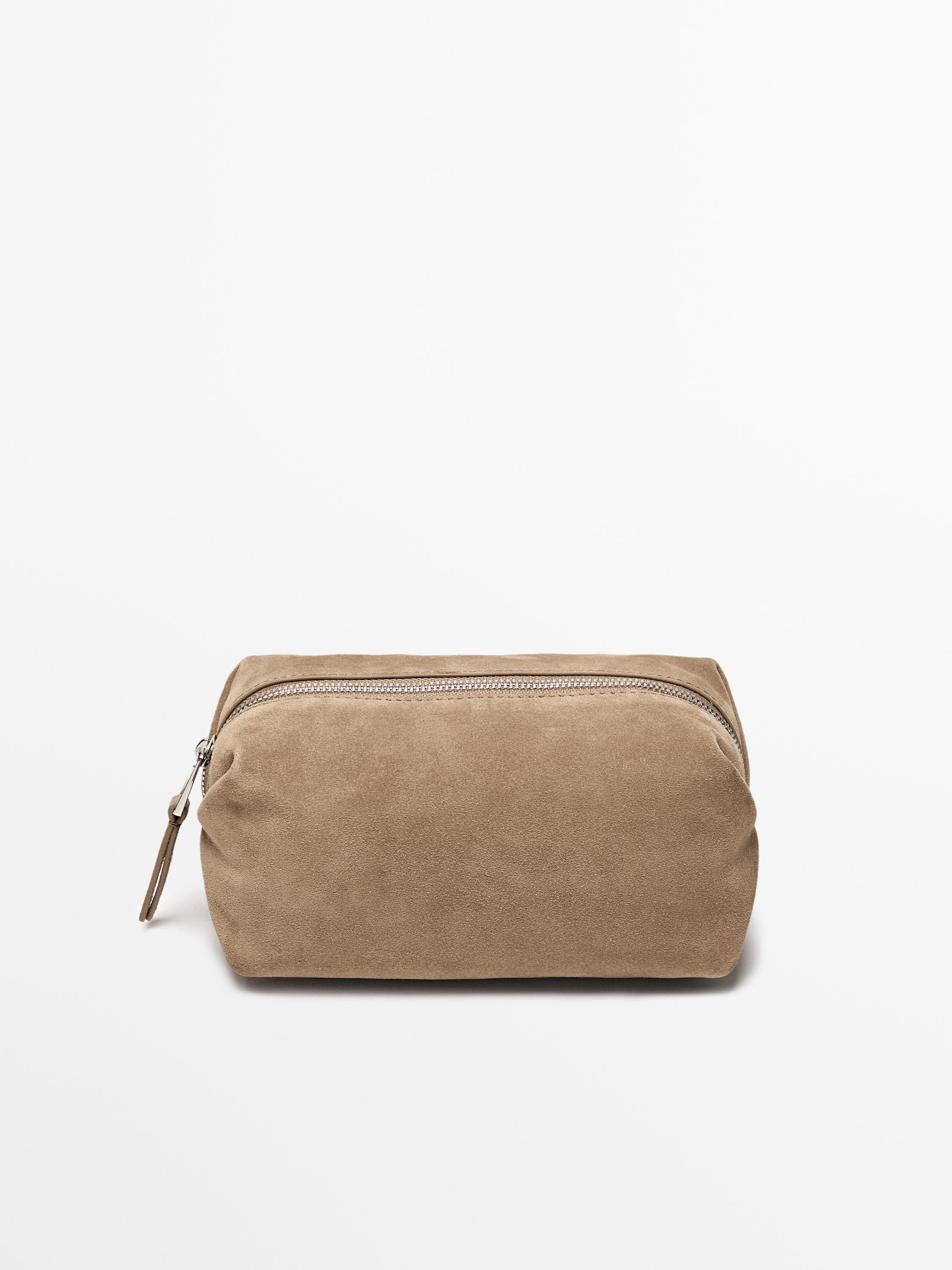 Split suede toiletry bag