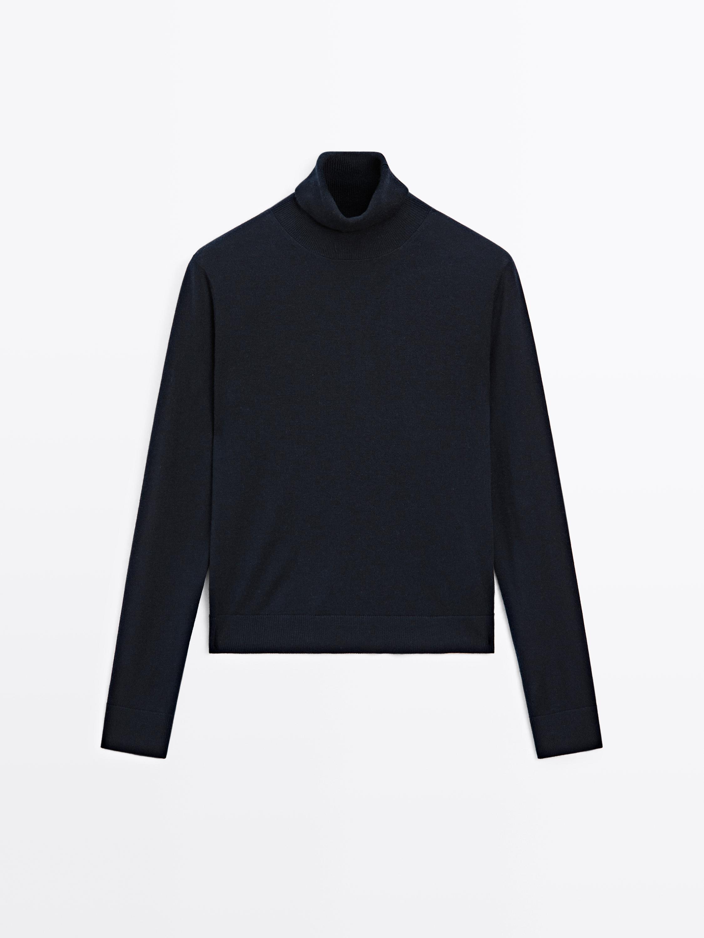High neck wool blend sweater