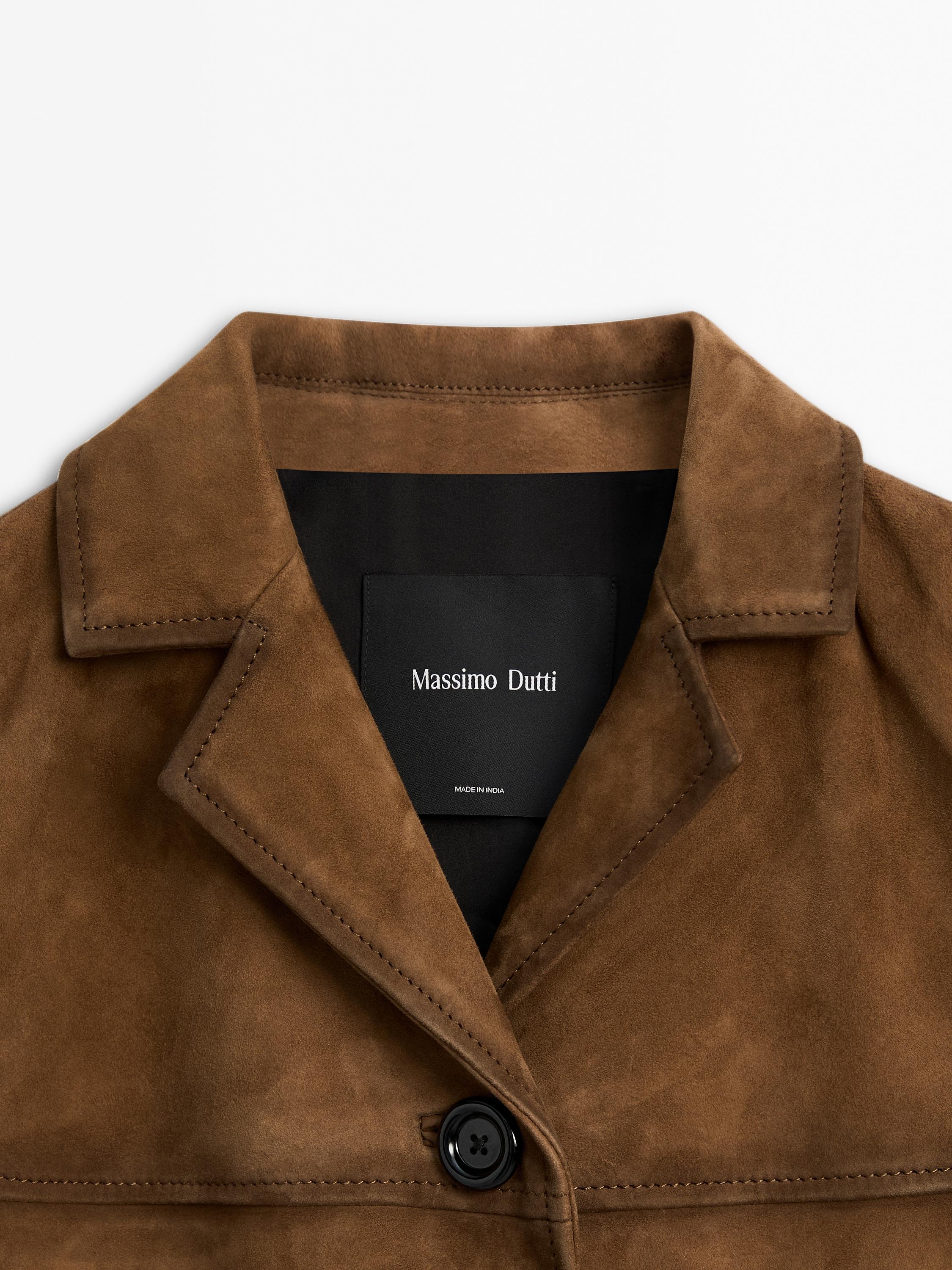 Suede leather jacket with pockets