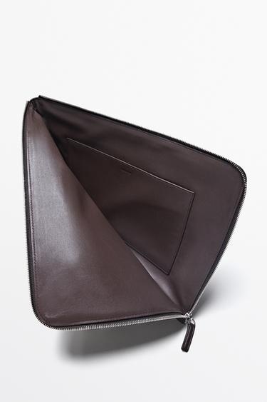 Large nappa leather laptop case — BROWN 3