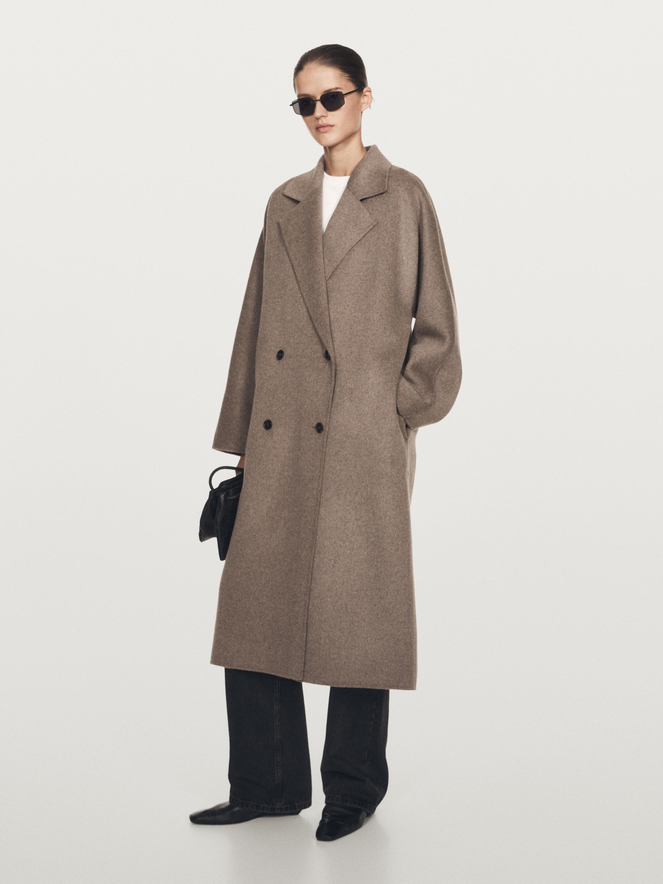 Long wool blend double-breasted coat