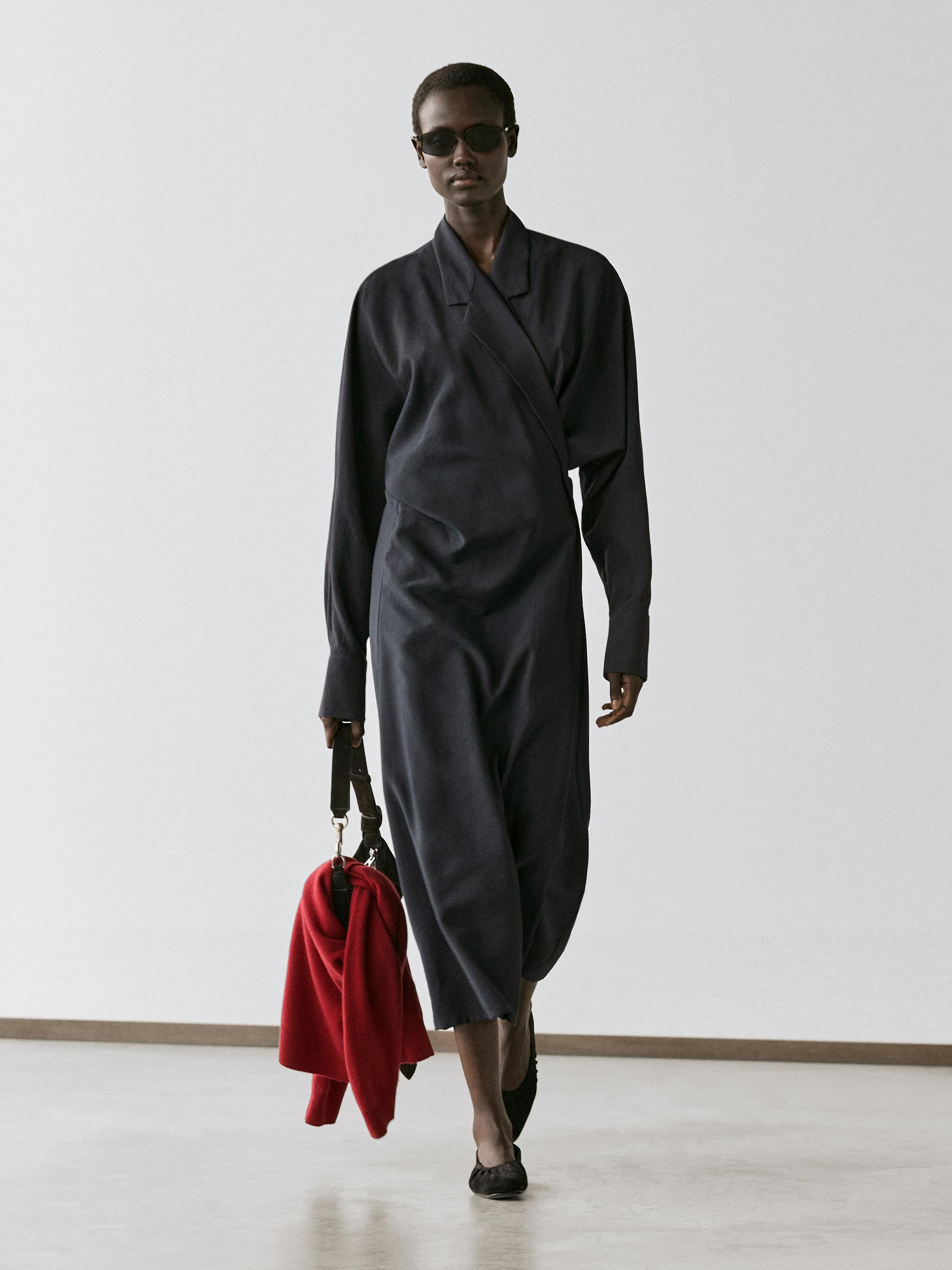 Midi dress with draped detail — LEAD