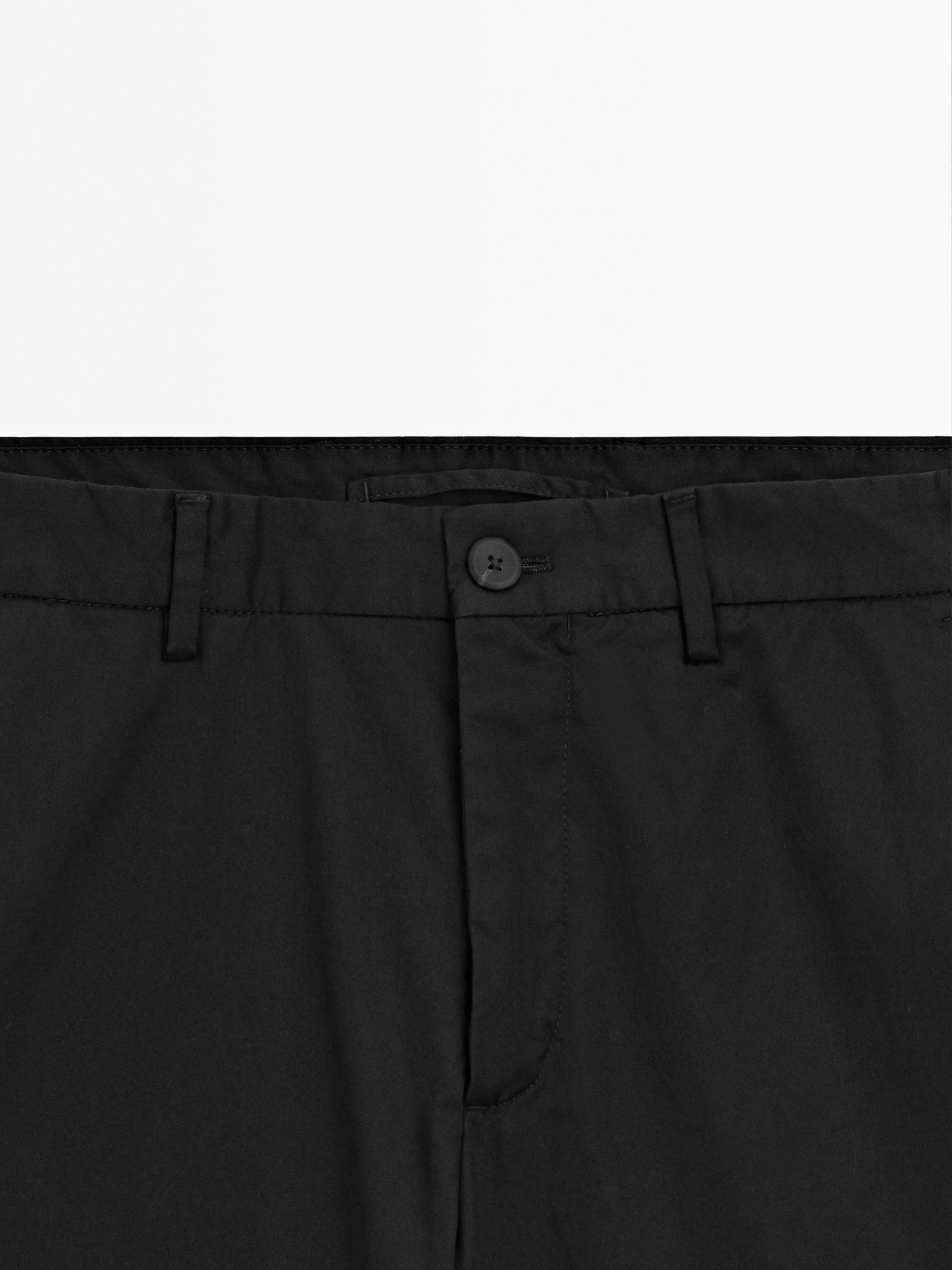 Cotton blend slim fit trousers