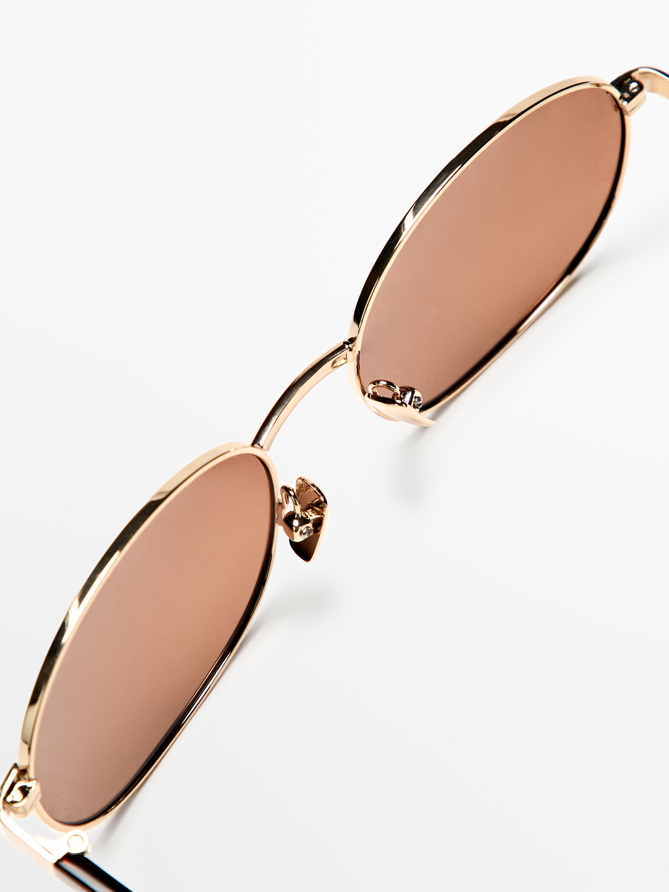Round metal sunglasses - tortoiseshell effect — GOLD