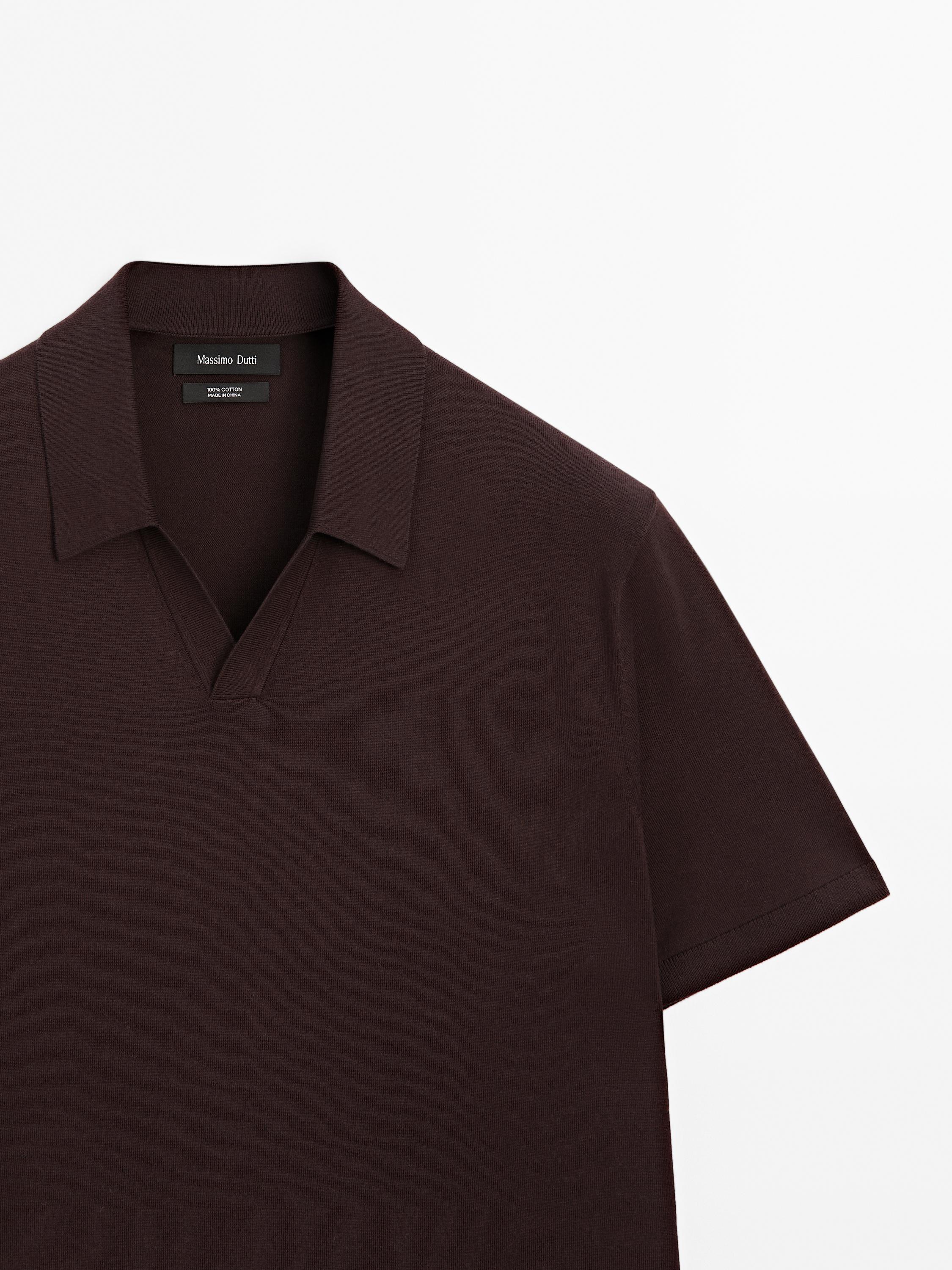 Short sleeve cotton knit polo shirt