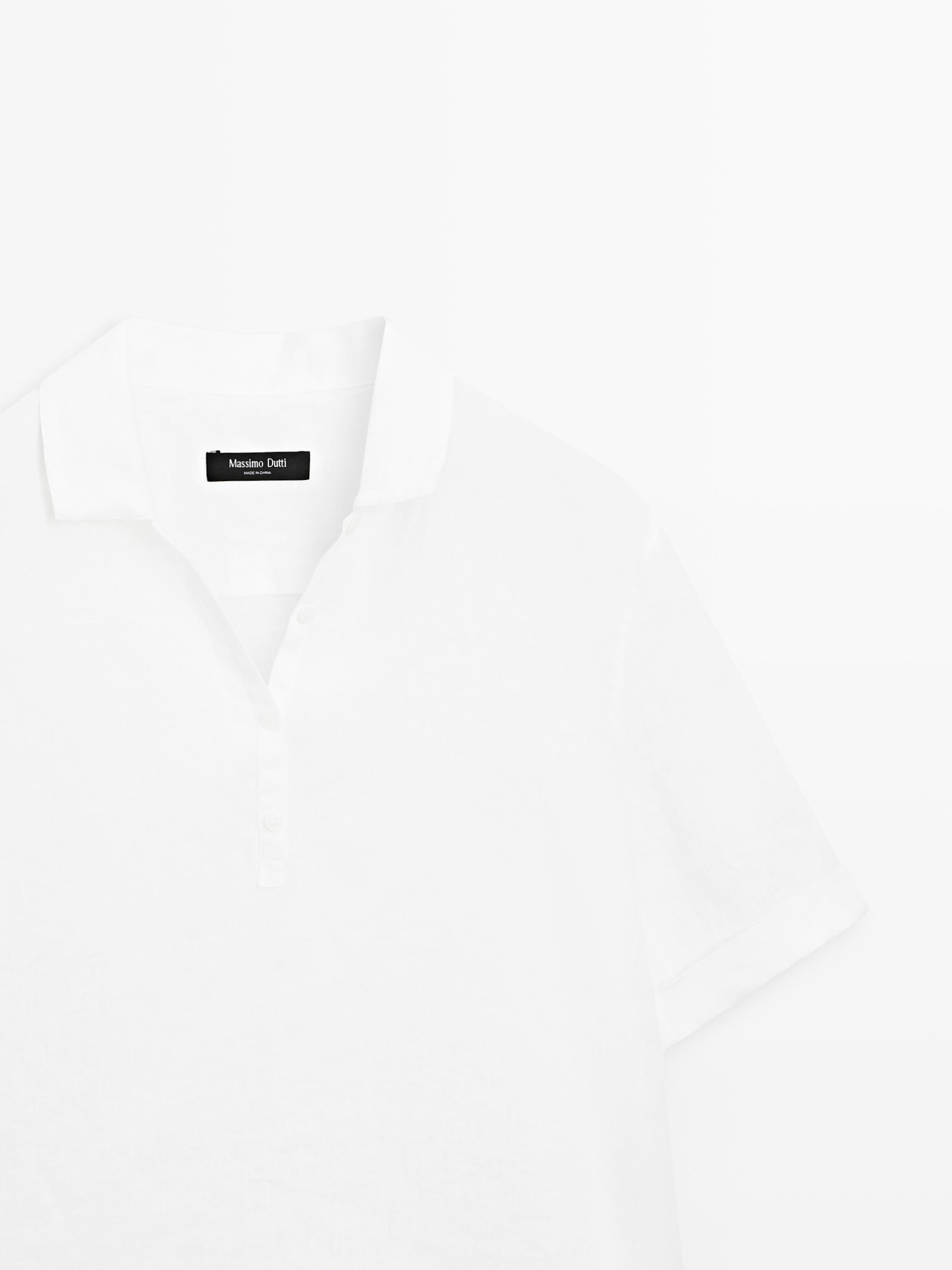 Short sleeve linen polo shirt — WHITE