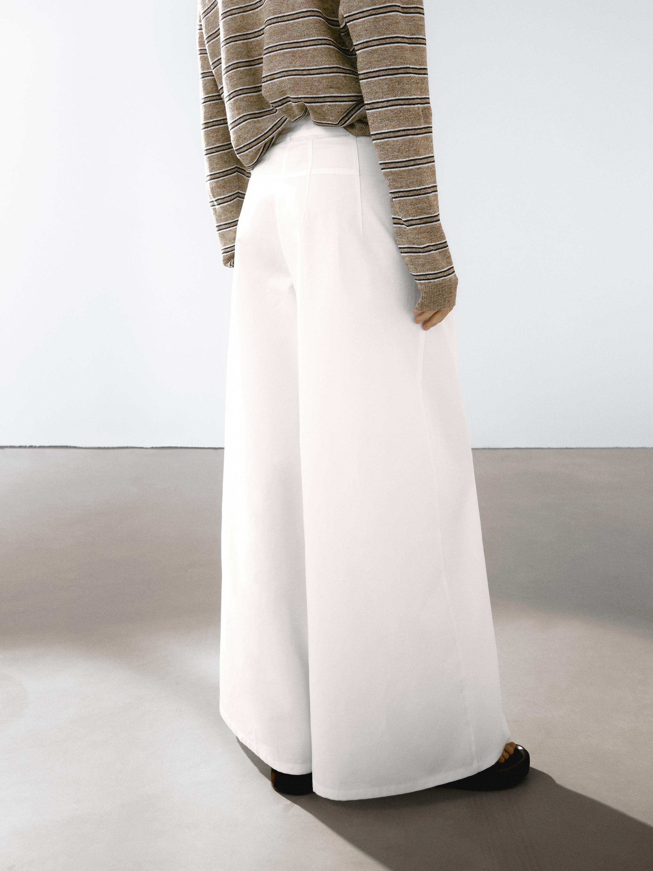 Cotton blend palazzo trousers