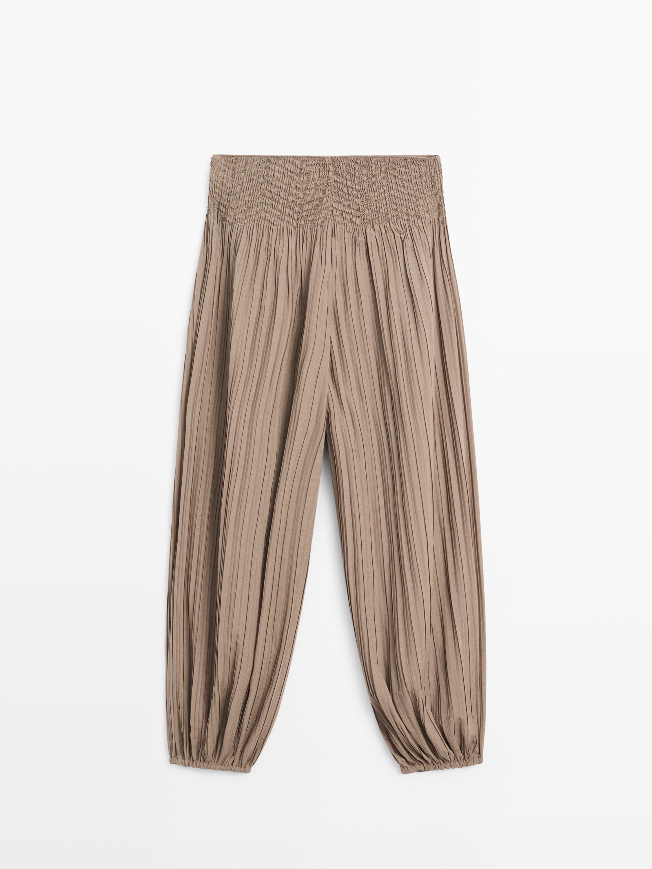 Pleated sarouel trousers — OLIVE