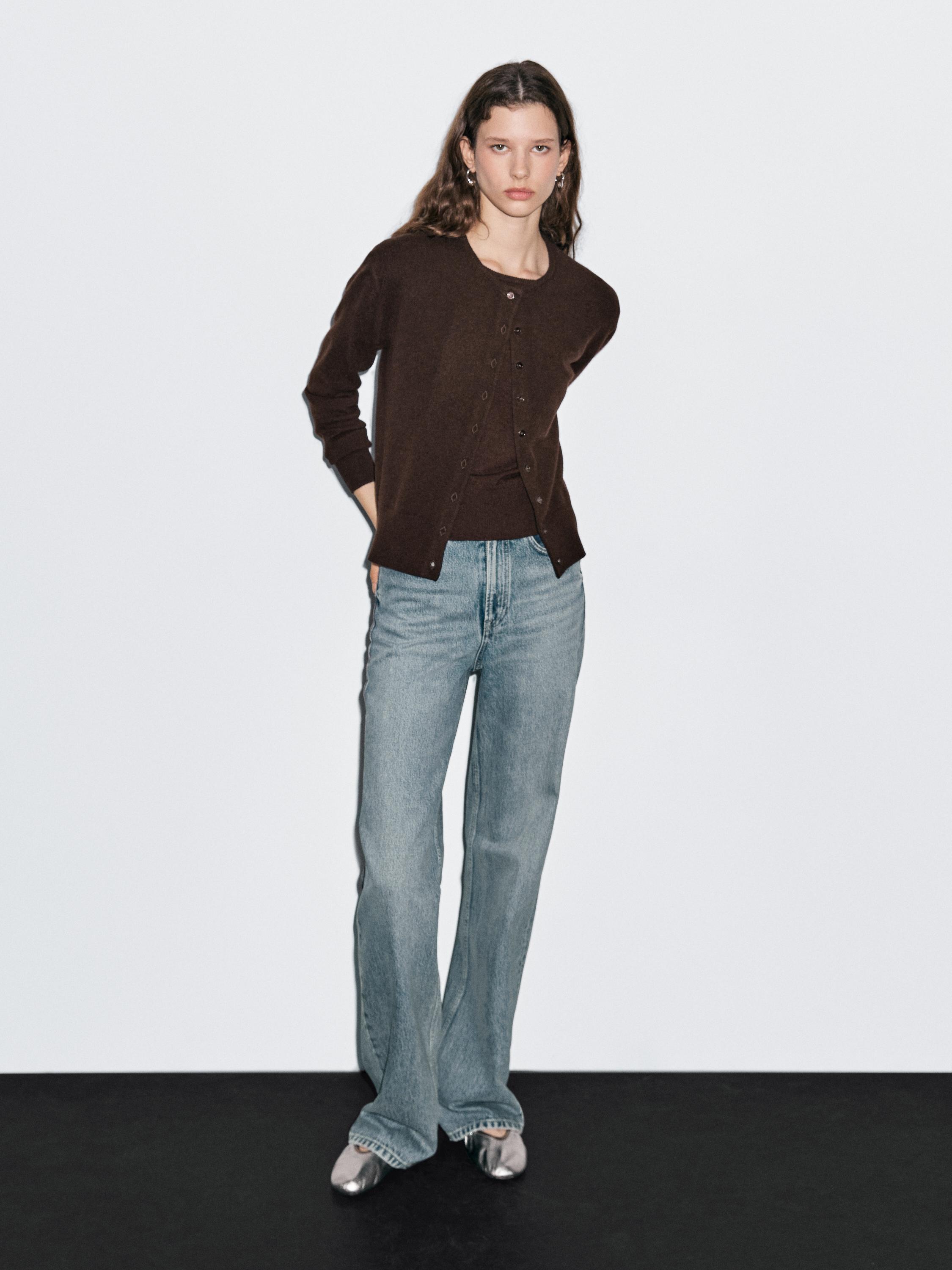 Wool blend knit cardigan